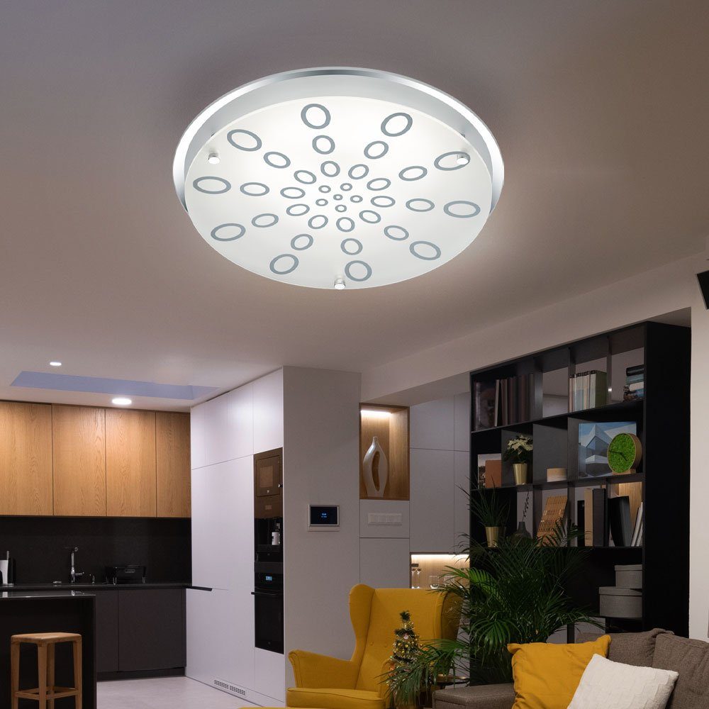 Reality Leuchten LED Deckenleuchte, LED-Leuchtmittel fest verbaut, Warmweiß, LED Deckenleuchte Glas rund Deckenlampe dimmbar Wohnzimmerleuchte
