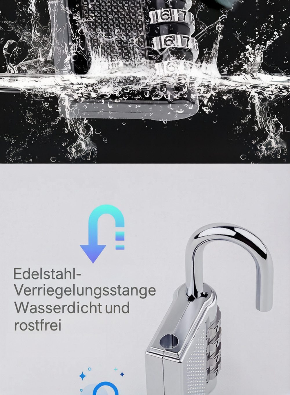 Jumpeak Vorhängeschloss Zahlenschloss 4 Stellig-Vorhängeschloss Wetterfest Frostsicher,Schwarz, Wasserdicht Rostschutz,Schloss mit Zahlencode Zinklegierung,1 Stück