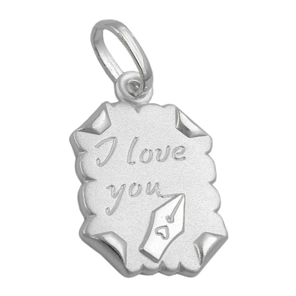 unbespielt Kettenanhänger Anhänger Brief - I Love you - 925 Silber 22 x 15 mm kl. Schmuckbox, Silberschmuck für Damen und Herren