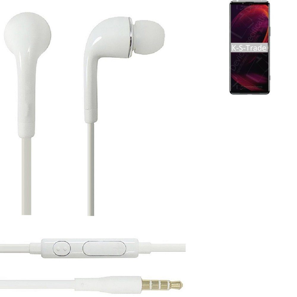 K-S-Trade für Sony Xperia 5 III In-Ear-Kopfhörer (Kopfhörer Headset mit Mikrofon u Lautstärkeregler weiß 3,5mm)