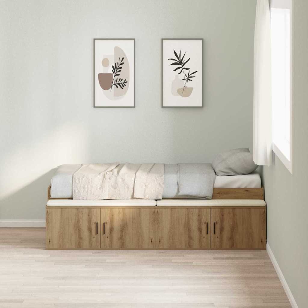 vidaXL Bett Bettrahmen mit Speicher Artisan-Eiche 80 x 200 cm Holzwerkstoff (1-tlg)