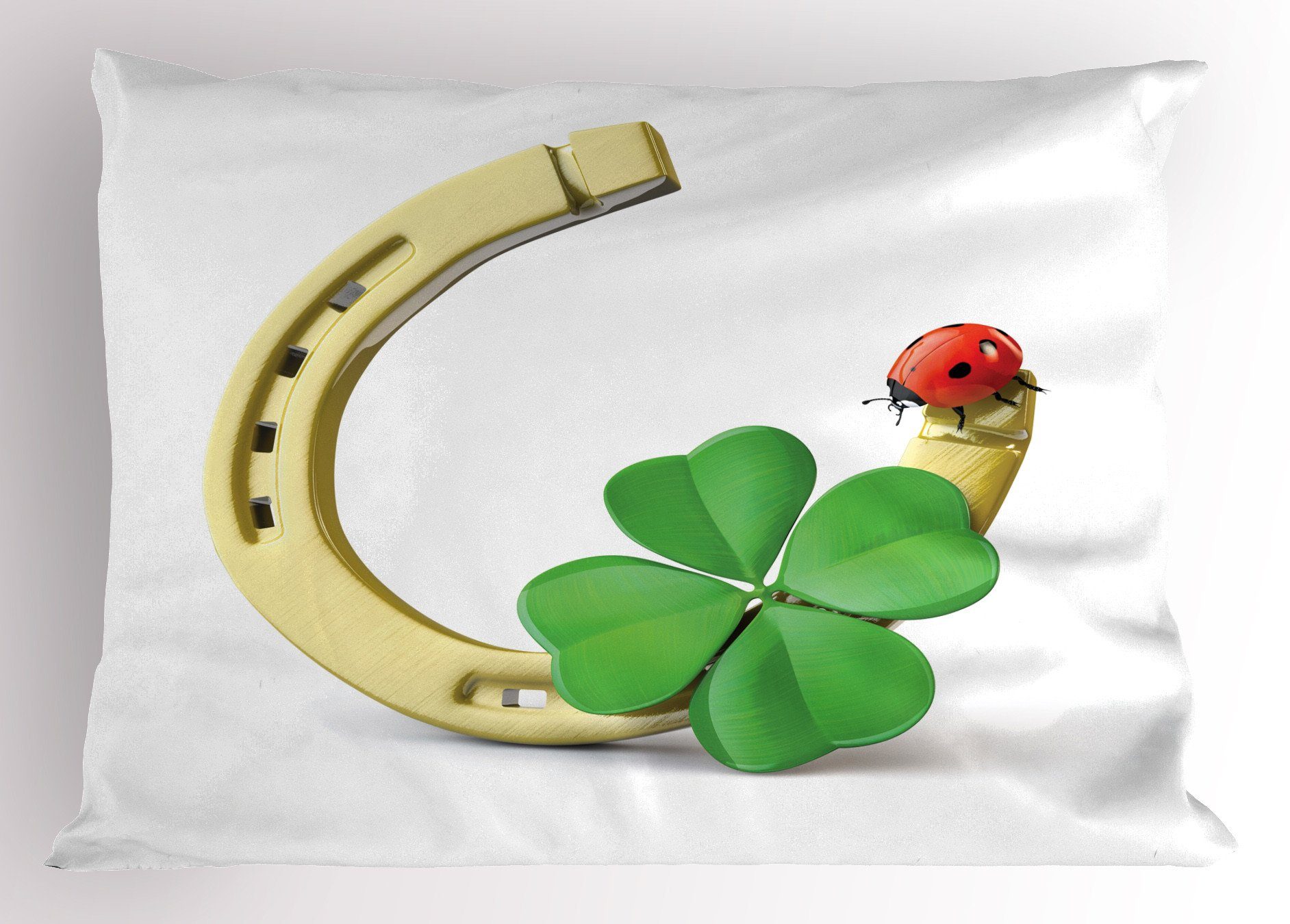 Kissenbezüge Dekorativer Standard King Size Gedruckter Kissenbezug, Abakuhaus (1 Stück), Klee Horseshoe Ladybug Shamrock