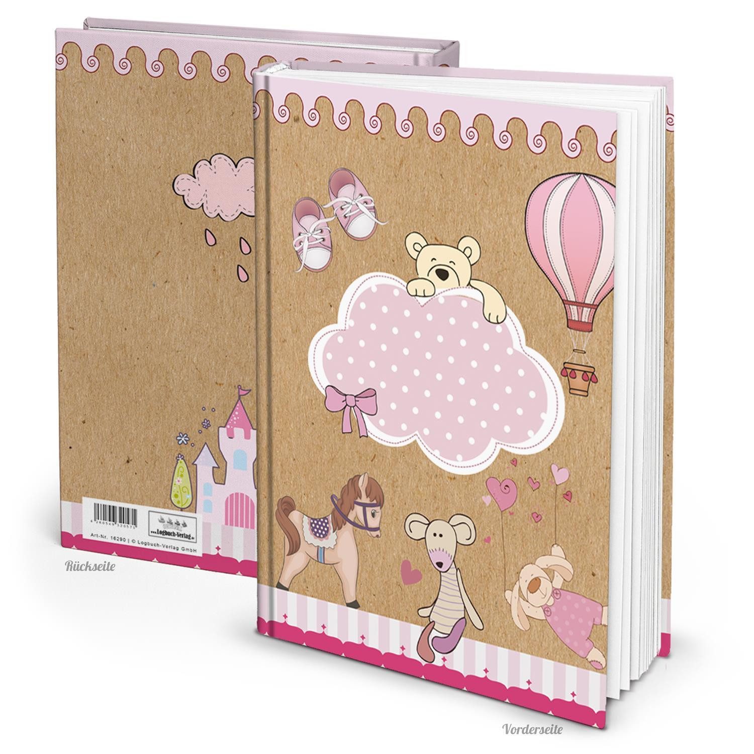 Logbuch-Verlag Dekofigur Kinderbuchtagebuch Babytagebuch DIN A4 zum Einschreiben rosa braun -