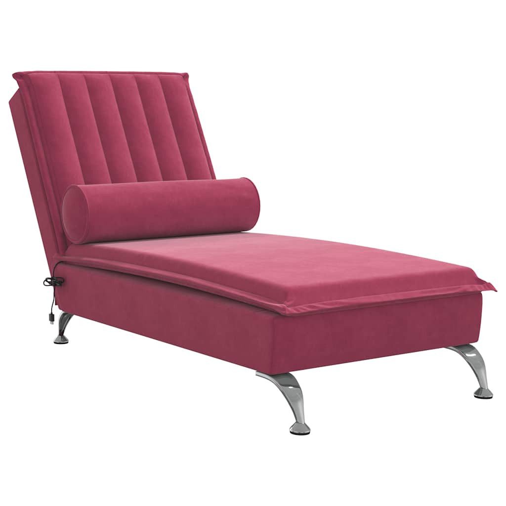vidaXL Chaiselongue Massage-Chaiselongue mit Nackenrolle Weinrot günstig online kaufen