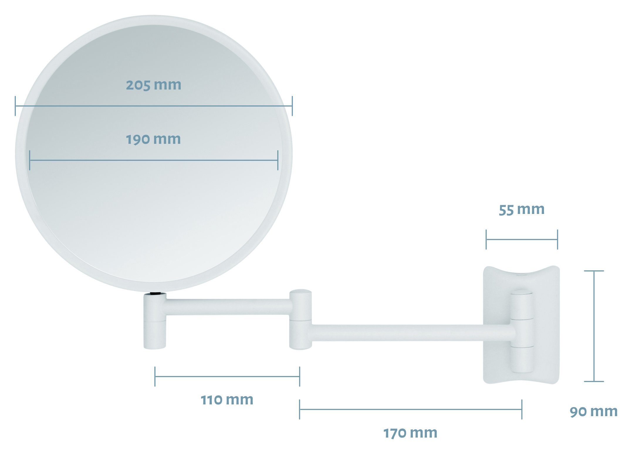 Rasierspiegel / weiß, Schminkspiegel Imola, 3x Vergrößerung 7x 2-seitig, 360° Libaro Kosmetikspiegel