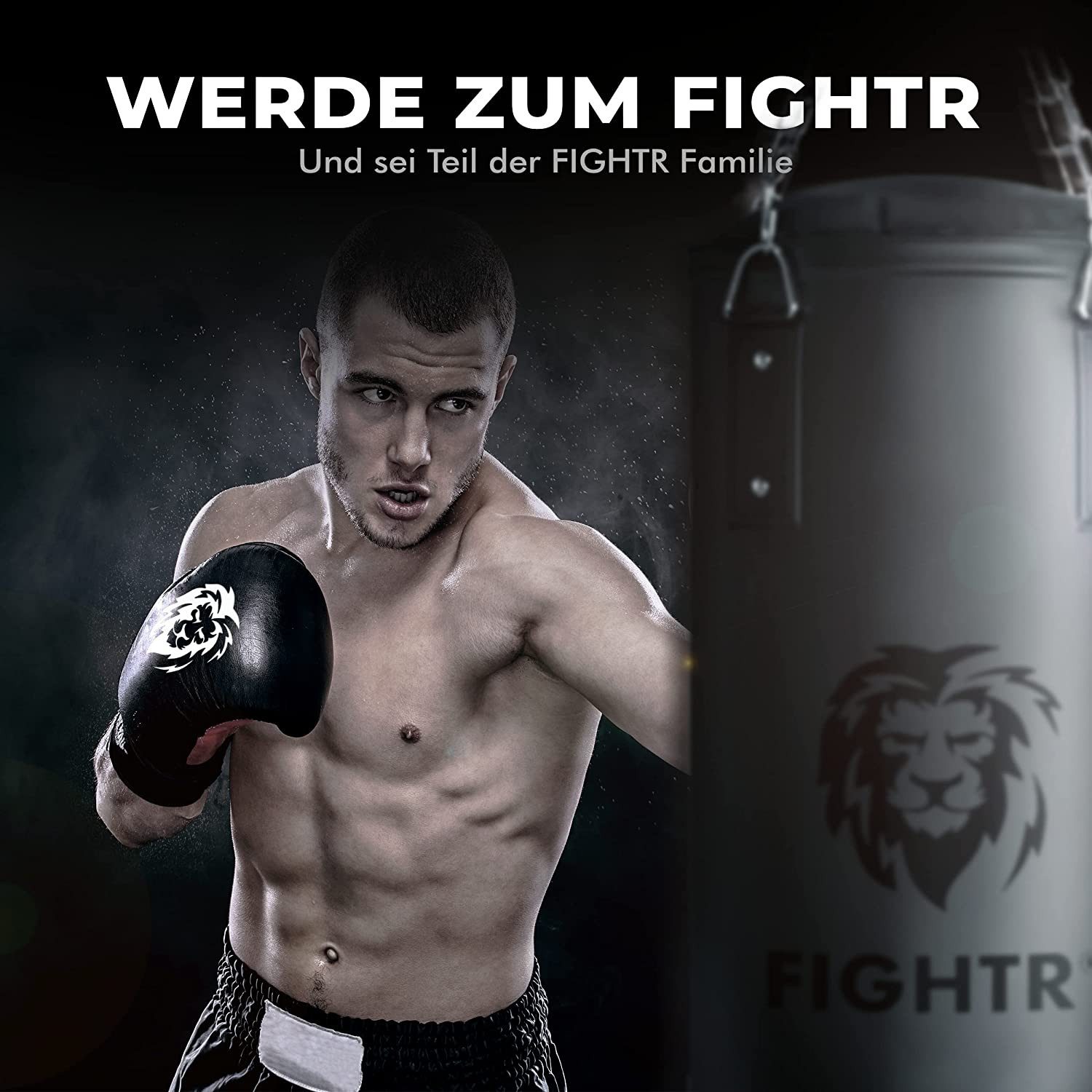 FIGHTR Boxsack gefüllt / ungefüllt 120cm für Boxen, Kickboxen, MMA & mehr