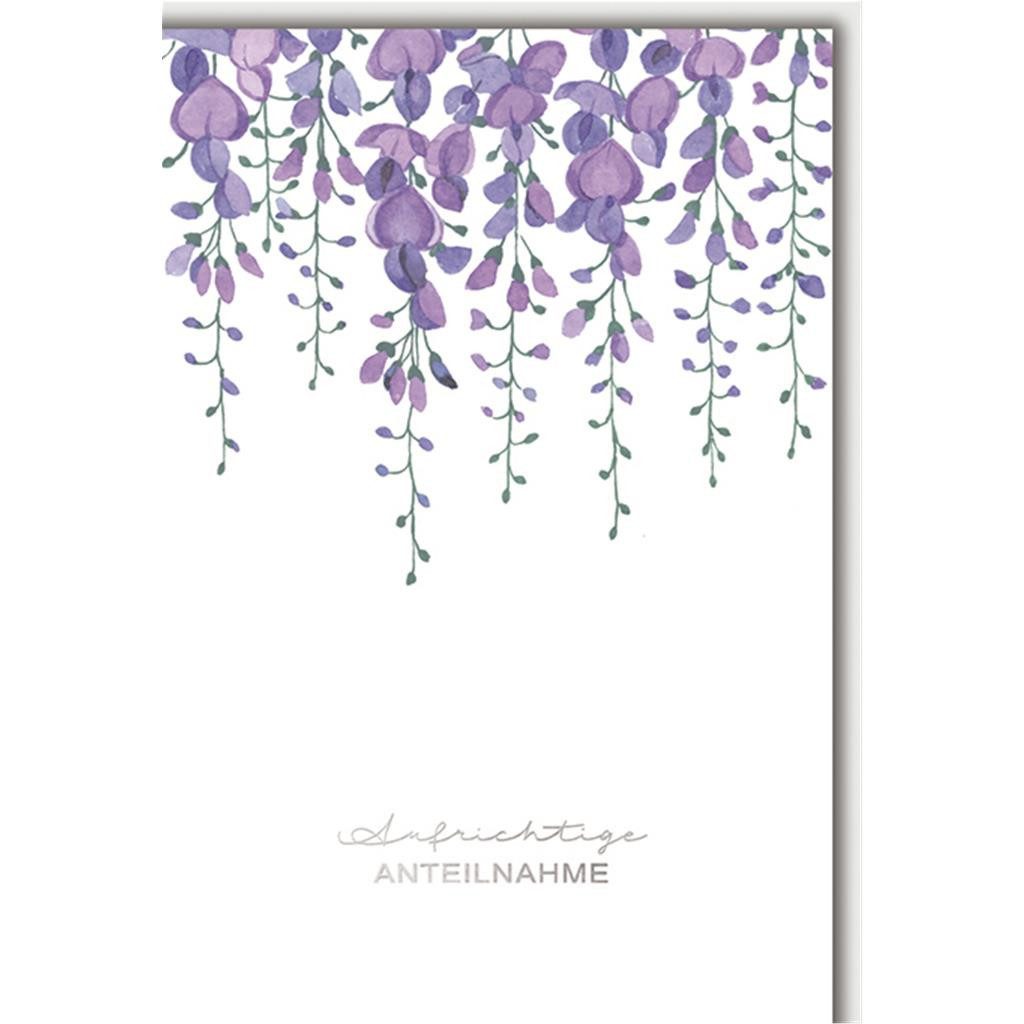 Verlag Dominique Grußkarten Trauer – Beileid – Kondolenzkarte mit Umschlag - Violette Trauerweide