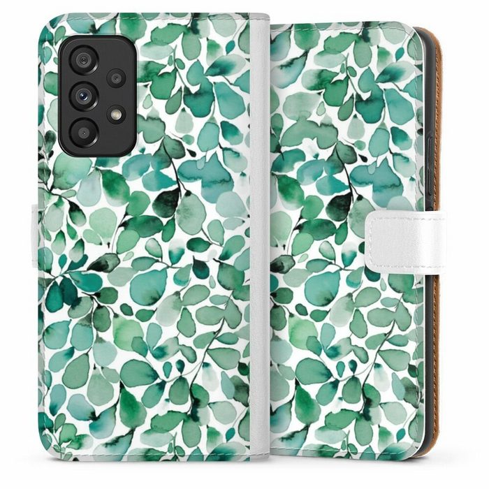 DeinDesign Handyhülle Pastell Wasserfarbe Blätter Watercolor Pattern Leaffy Leaves Samsung Galaxy A53 5G Hülle Handy Flip Case Wallet Cover