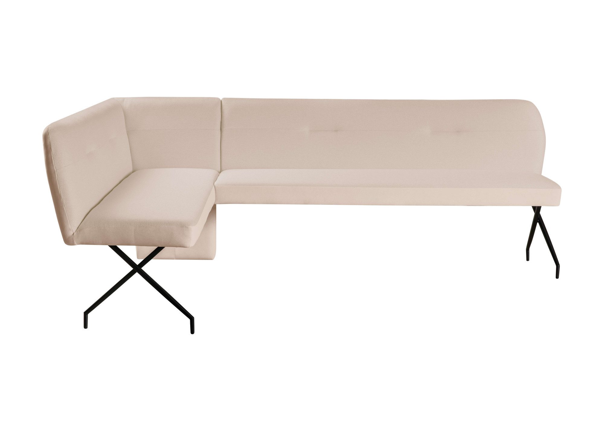 OTTO home Eckbank Bruna Esszimmerbank, Bank, Küchenbank, Polsterbank, Mattschwarzes Metallgestell, 2-Stoff-Design, Wellenfederung im Sitz