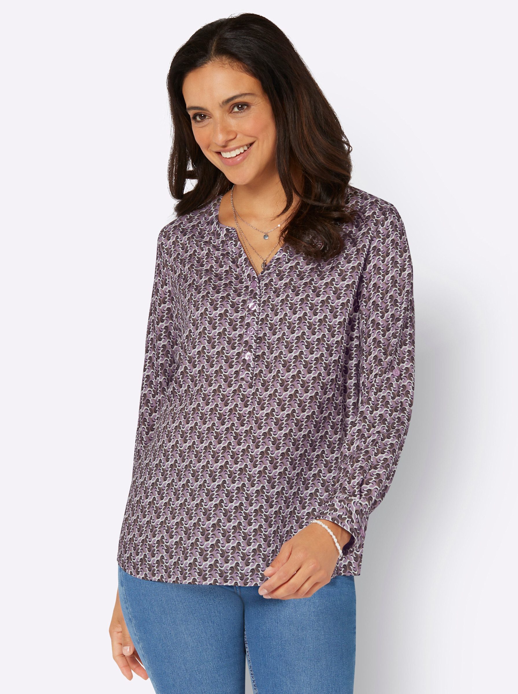 Klassische Bluse Druckbluse Langarm