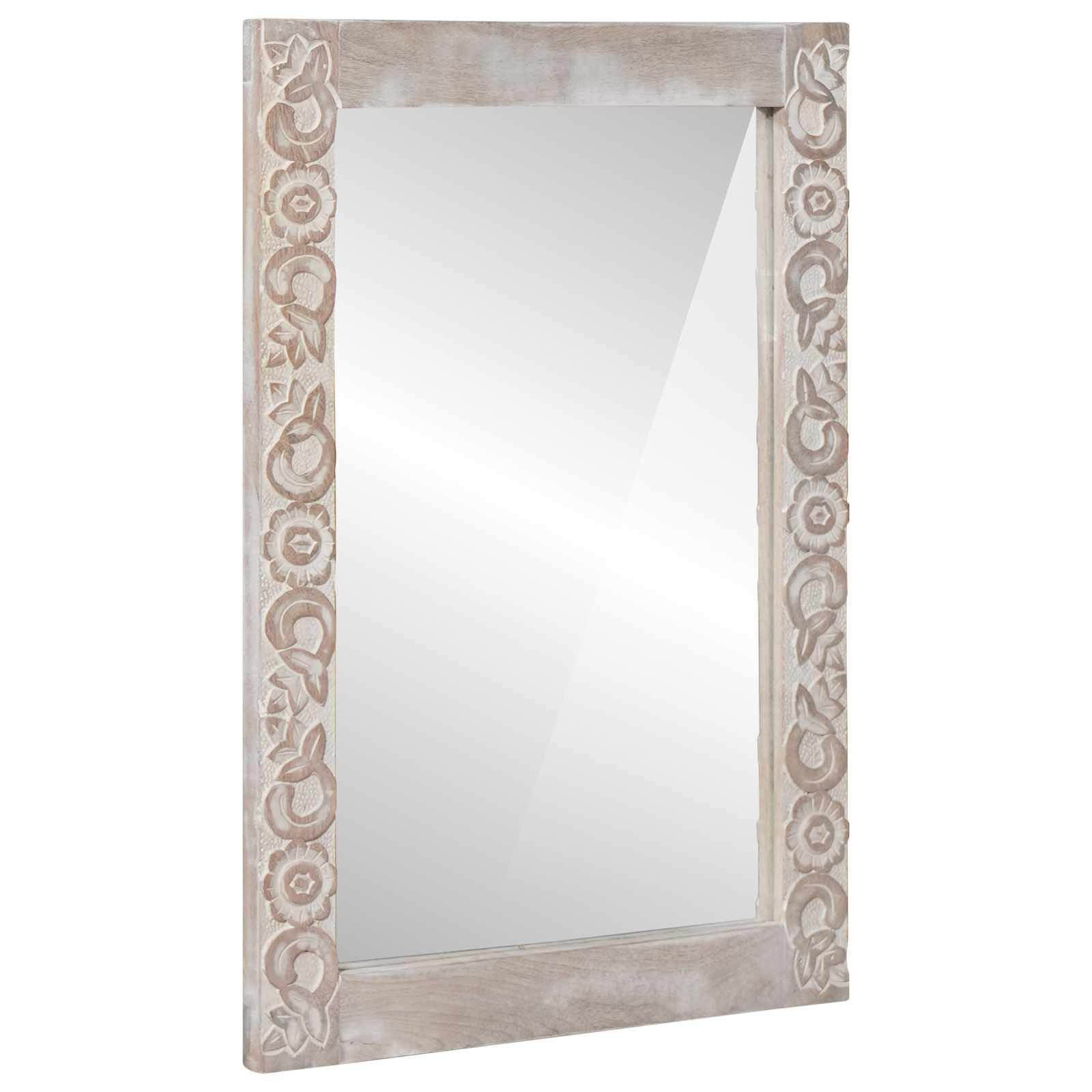 vidaXL Spiegel Wandspiegel Weiß 70 x 50 cm Massivholz Rechteckig (1-St)
