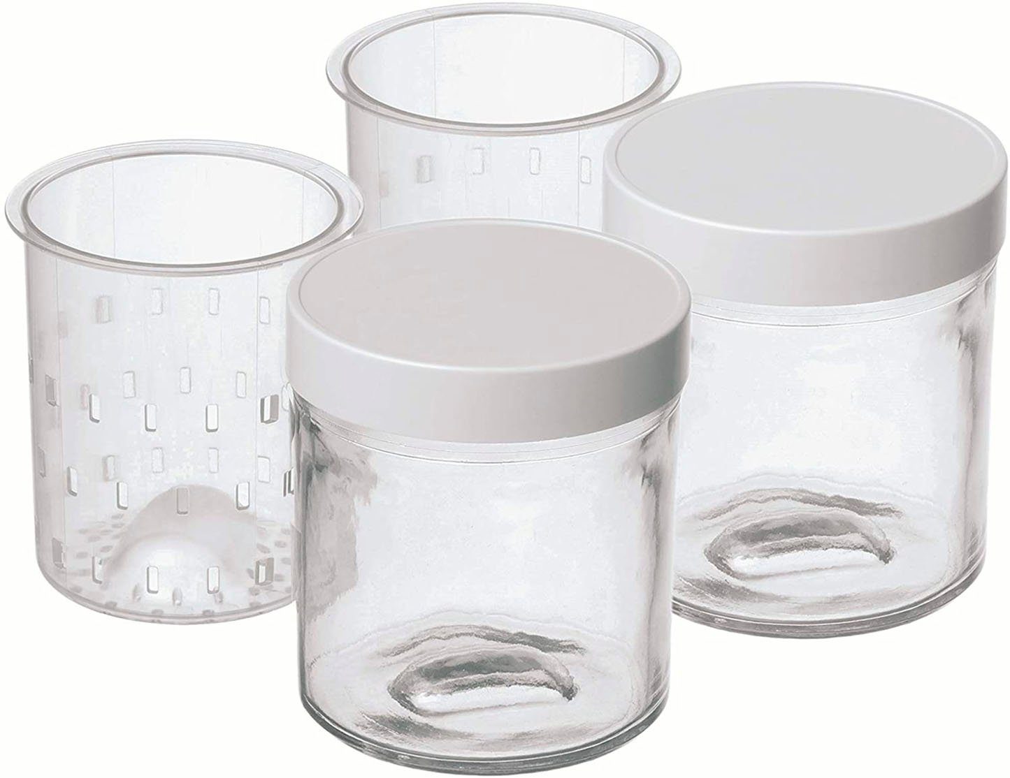 Cuisinart Joghurtgläser YM402E, Glas, Kunststoff, aus 2-tlg), 2 Plastik, Zubereiter (Set, Joghurt Stk. für
