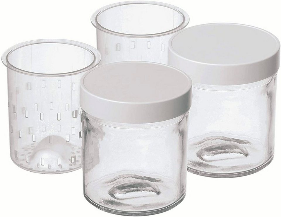 Cuisinart Joghurtgläser YM402E, Glas, Kunststoff, Joghurt für aus 2-tlg), 2 Plastik, Zubereiter (Set