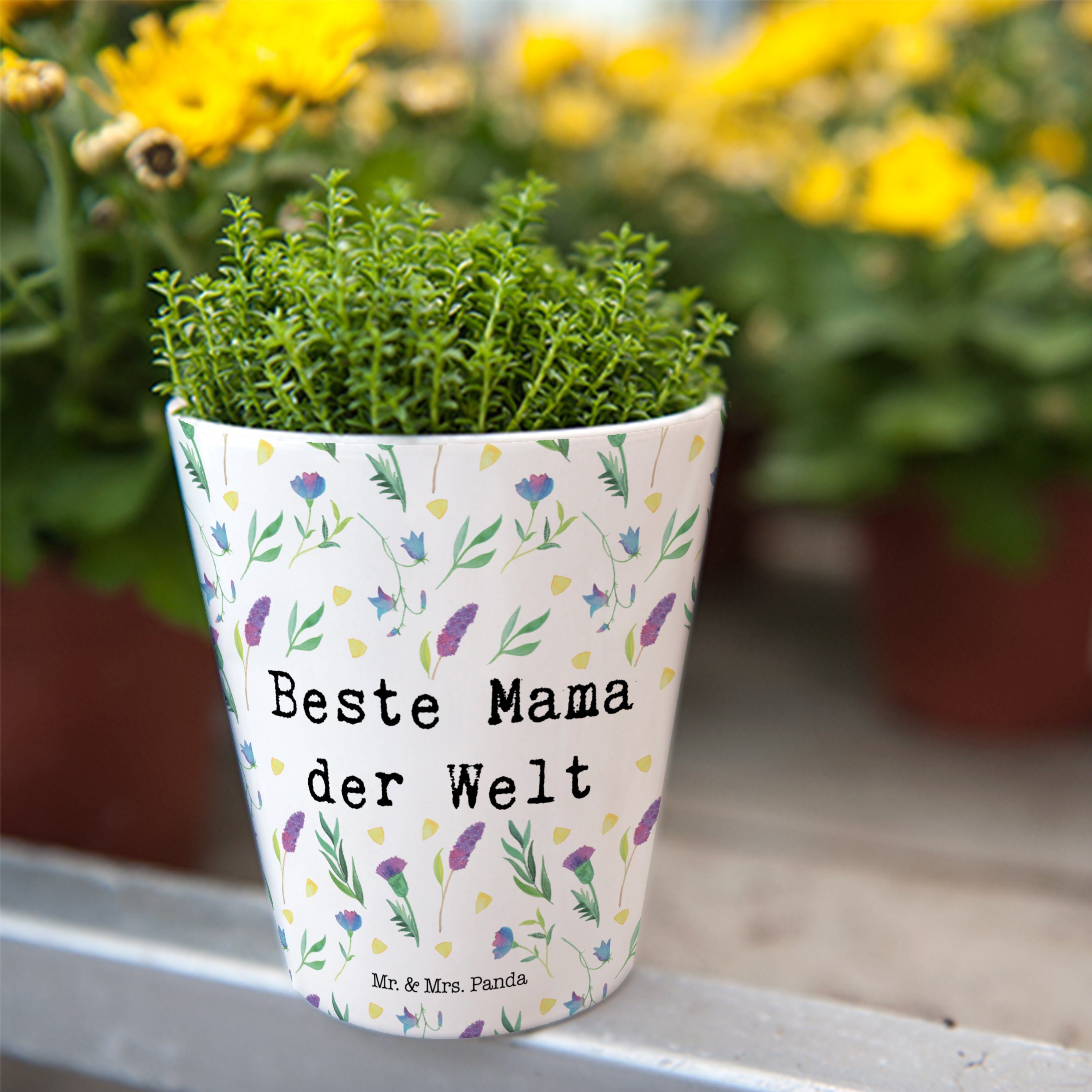 Weiß Mutter - Geschenk, Beste & Mr. des (1 Panda Welt Mama Mrs. Jahres der Blumentopf Deko, - St) Blumen