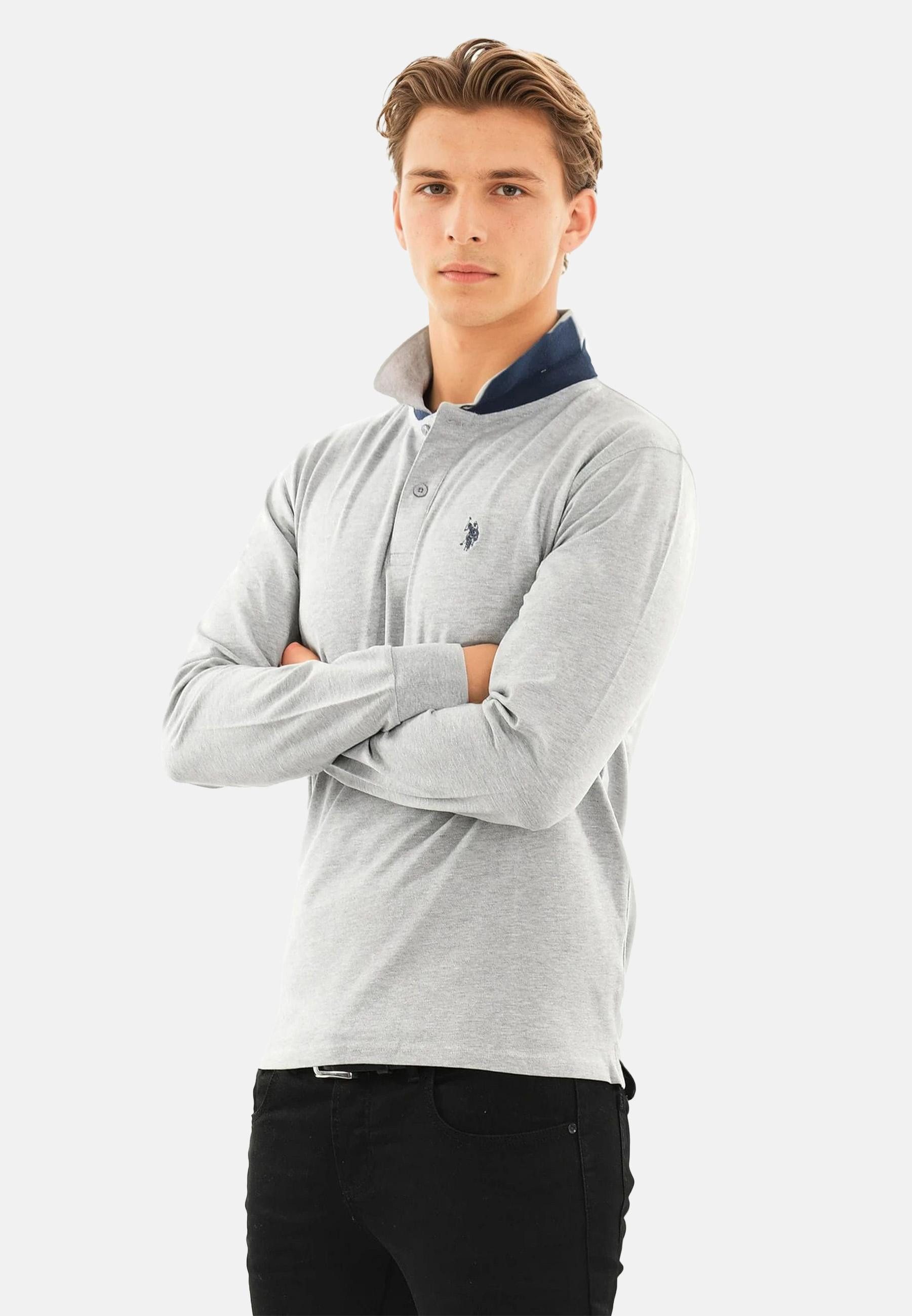 Longsleeve USJayson – Herren Langarm Poloshirt mit Logo-Stickerei