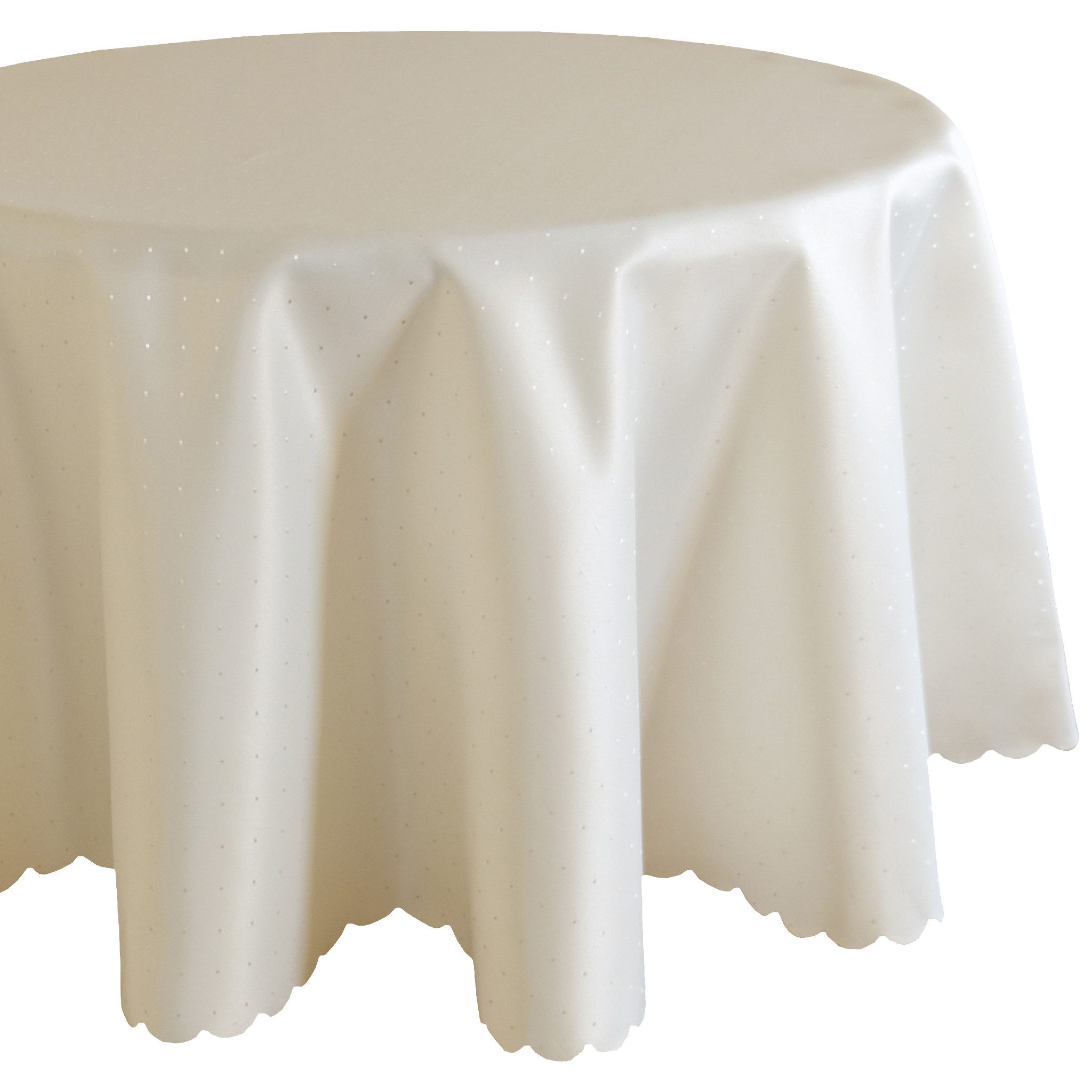 matches21 HOME & HOBBY Tischdecke Tischdecke Ø 130 cm in Cremeweiß für Esstisch & Küche (1-tlg), Waschbares Tischtuch mit gewelltem Rand