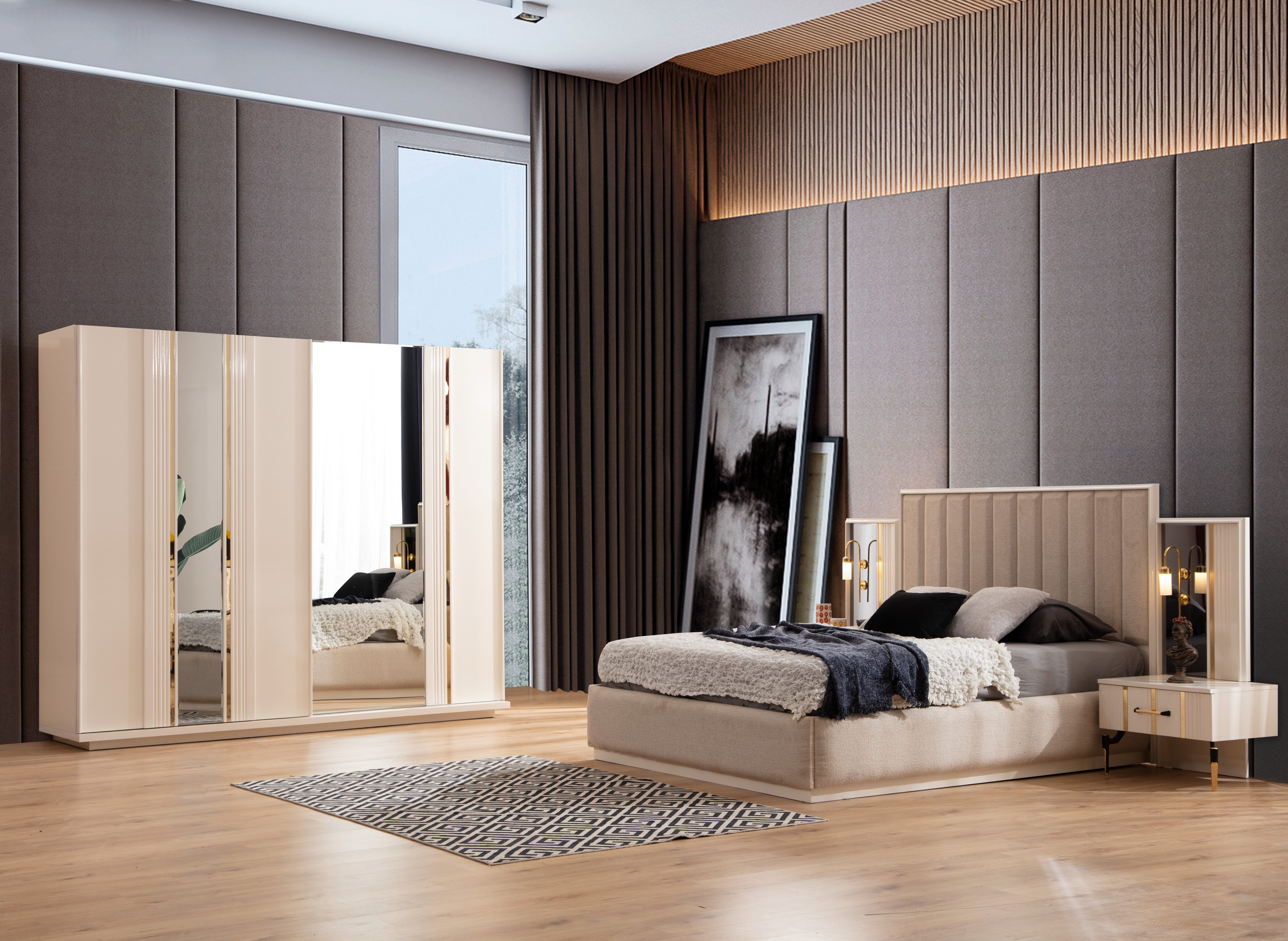 JulietHome Schlafzimmer-Set Aurum, (Set, Kleiderschrank, Boxspringbett, günstig online kaufen