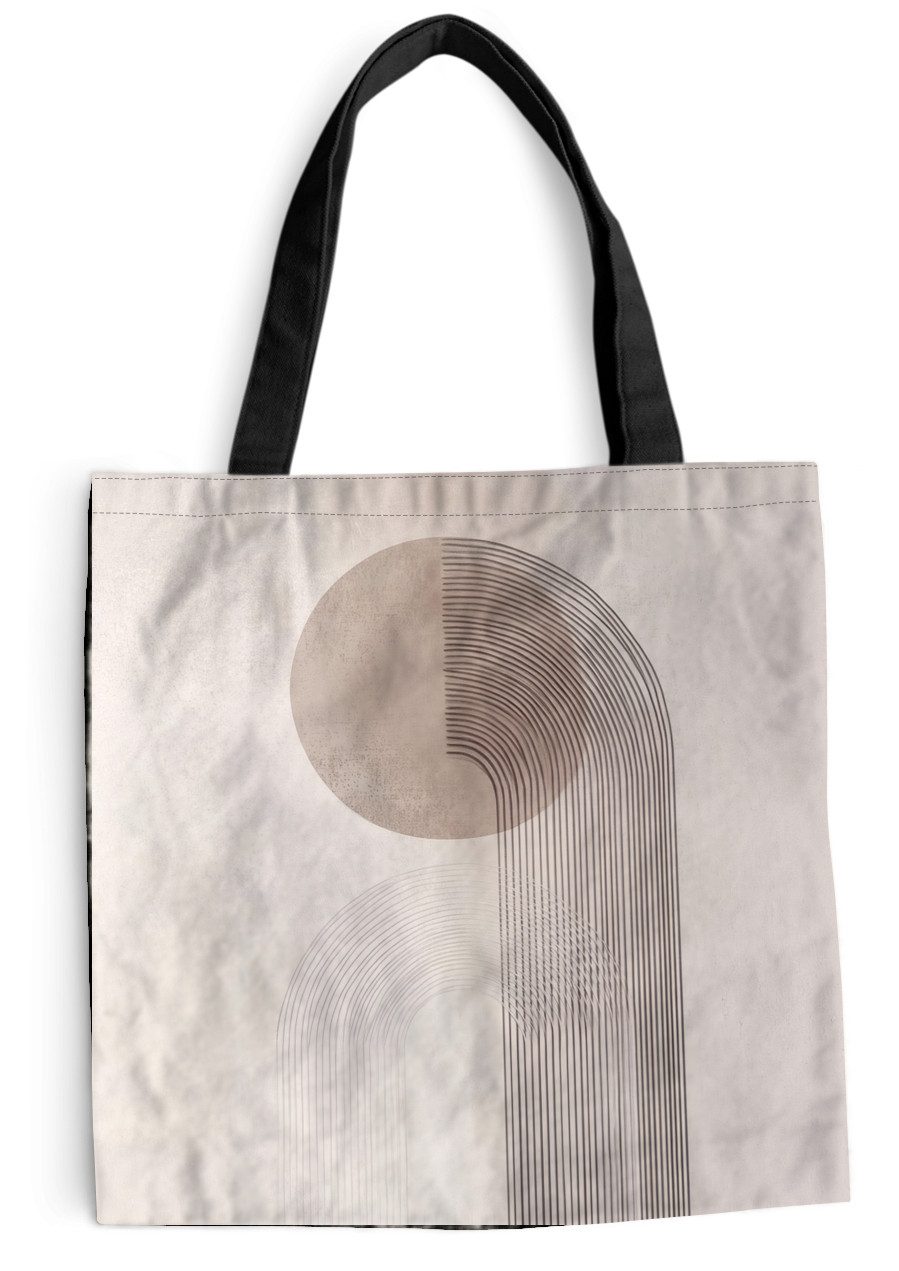 MuchoWow Shopper Minimalistisch - Kreis - Hellgrau, Handtasche, Damen und Herren, Schultertasche, Umhängetasche, Tote Bag