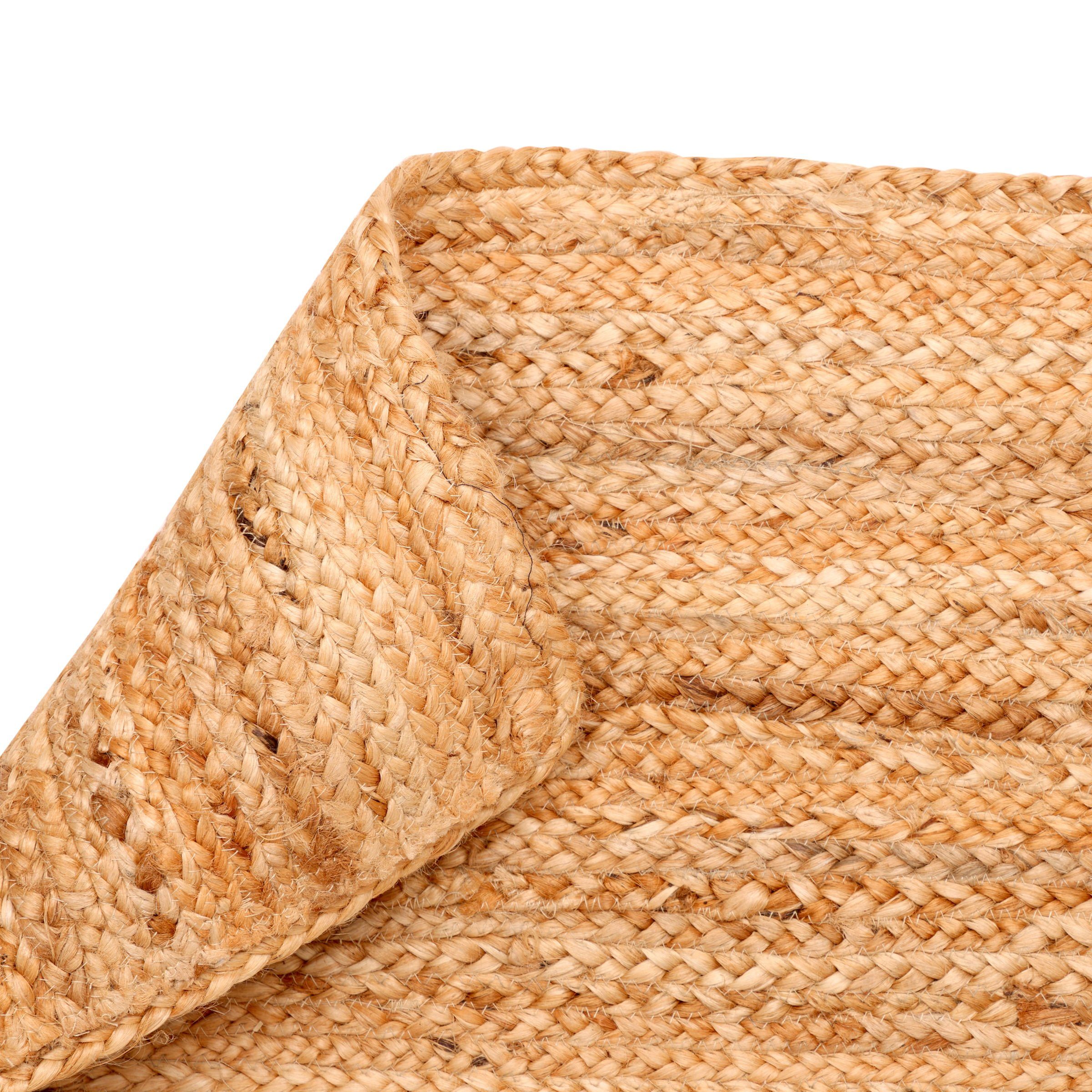 Spetebo Sofaläufer Jute Teppich natur, Höhe: 10 mm, Handgewebte Bodenmatte im Ethno-Style