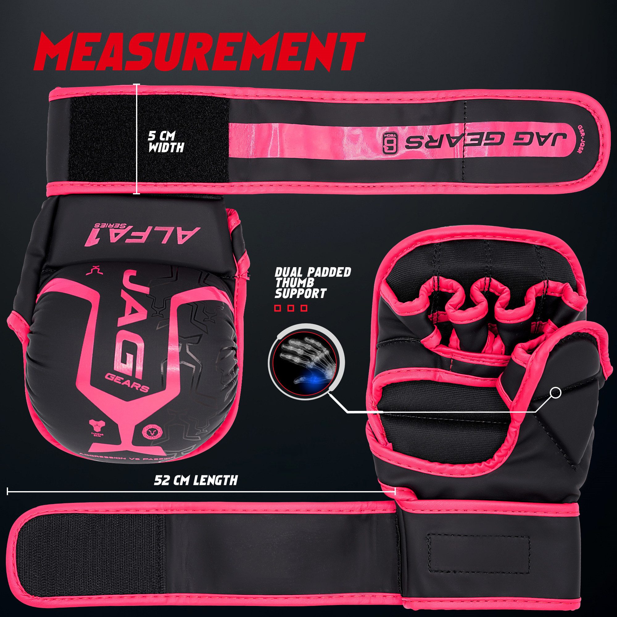 JAG GEARS Boxhandschuhe MMA-Sparringhandschuhe Grappling-Handschuhe Boxtraining und Kampfsport (Set, 1x pair), Open-Palm Design mit High-Density Polsterung & Knöchelschutz