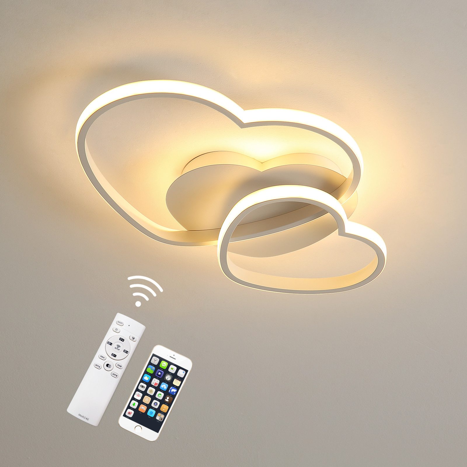 Goeco LED Deckenleuchte LED Herzleuchte, energiesparend, 40W, fernbedienbar günstig online kaufen