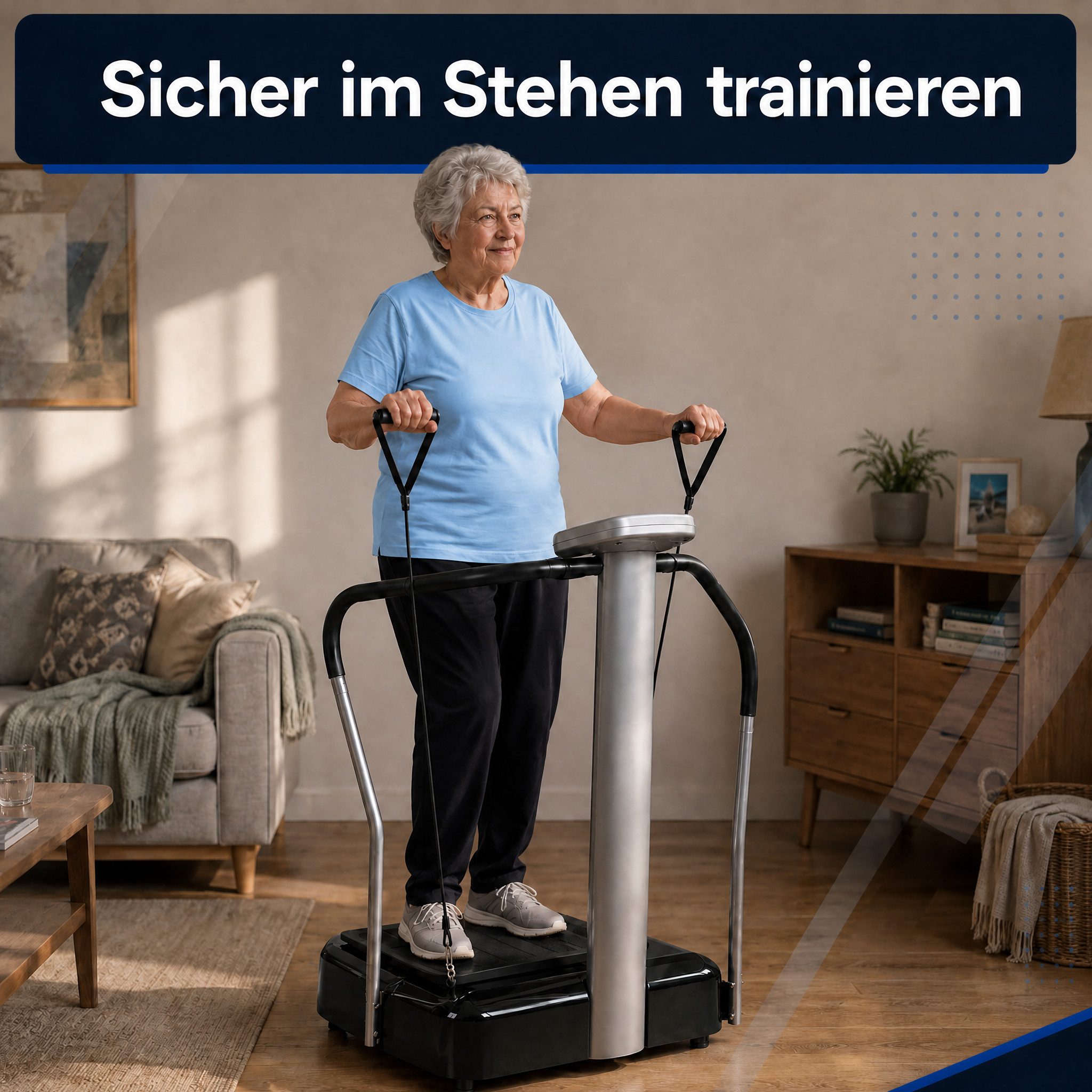 @tec Vibrationsplatte Crazy Fit - Heimtrainer Vibrationsplatte mit Haltegriffen, 50 Intensitätsstufen, 50 Geschwindigkeitsstufen, 4 Programme