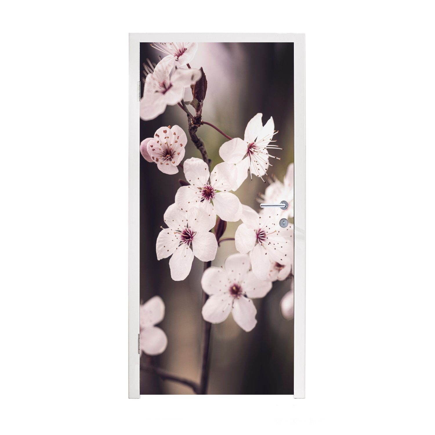 Top-Modell MuchoWow Türtapete Blumen - Weiß Tür, 75x205 cm Natur (1 für Fototapete Matt, Blüte, - - bedruckt, Türaufkleber, - St), Pflanze
