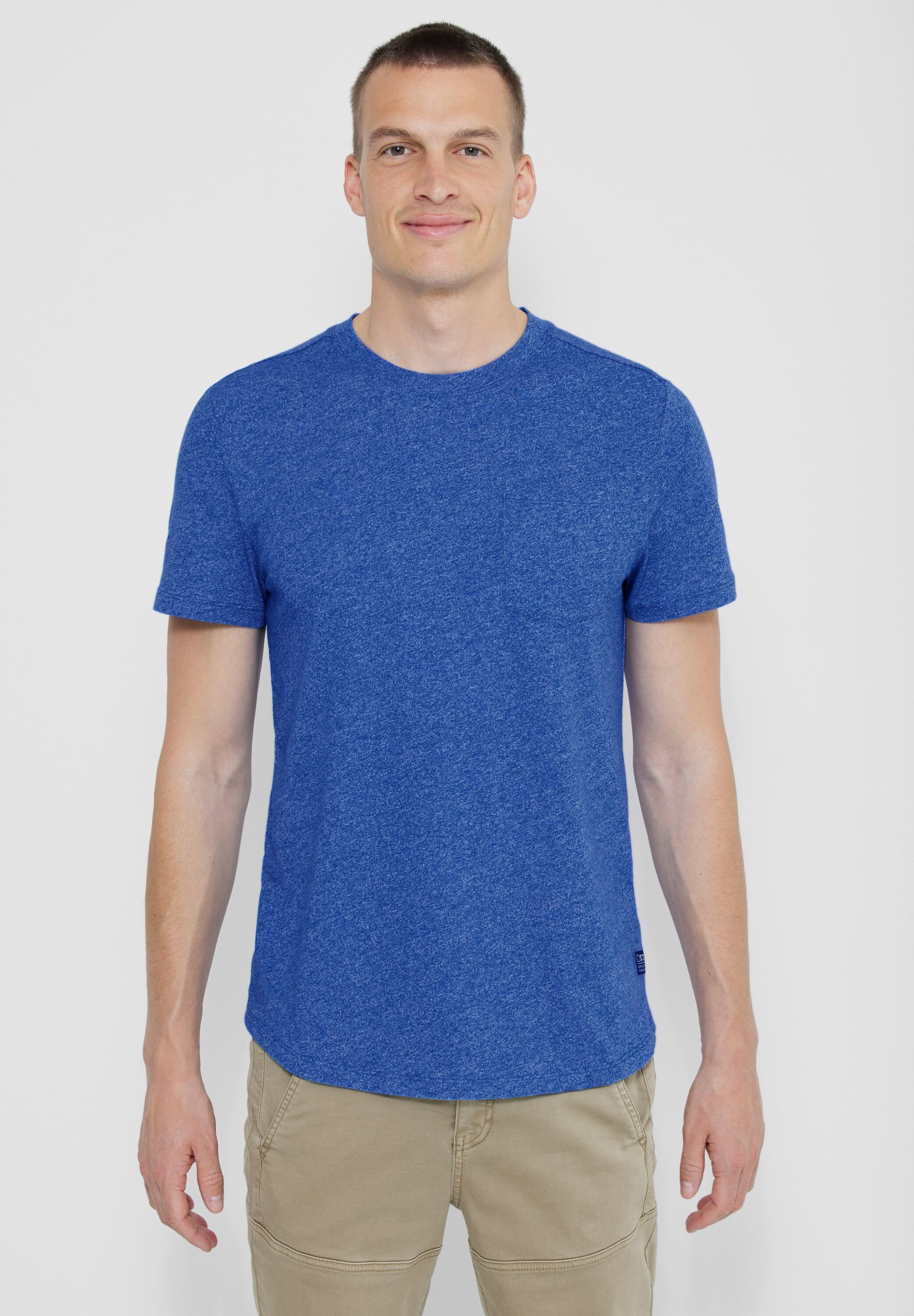 STREET ONE MEN T-Shirt mit Brusttasche water blue melange
