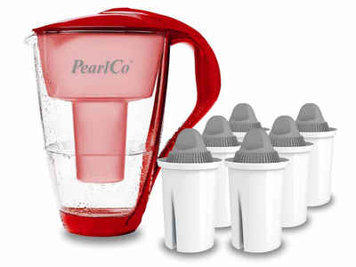 PearlCo Wasserfilter PearlCo Glas Wasserfilter Inkl. 6 Protect Plus Filterkartuschen