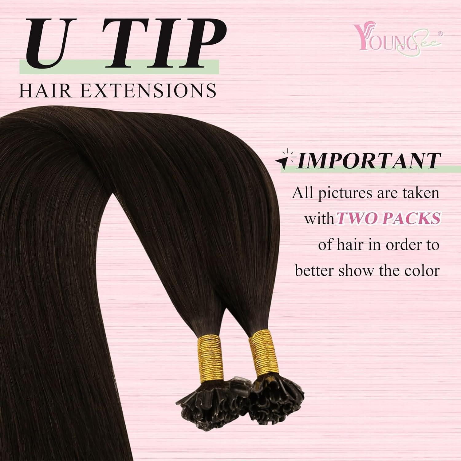 LuxusKollektion Echthaar-Extension Extensions Bondings Echthaar Keratin 50 cm U Tip 1 U Tip 2 Dunkelbraun