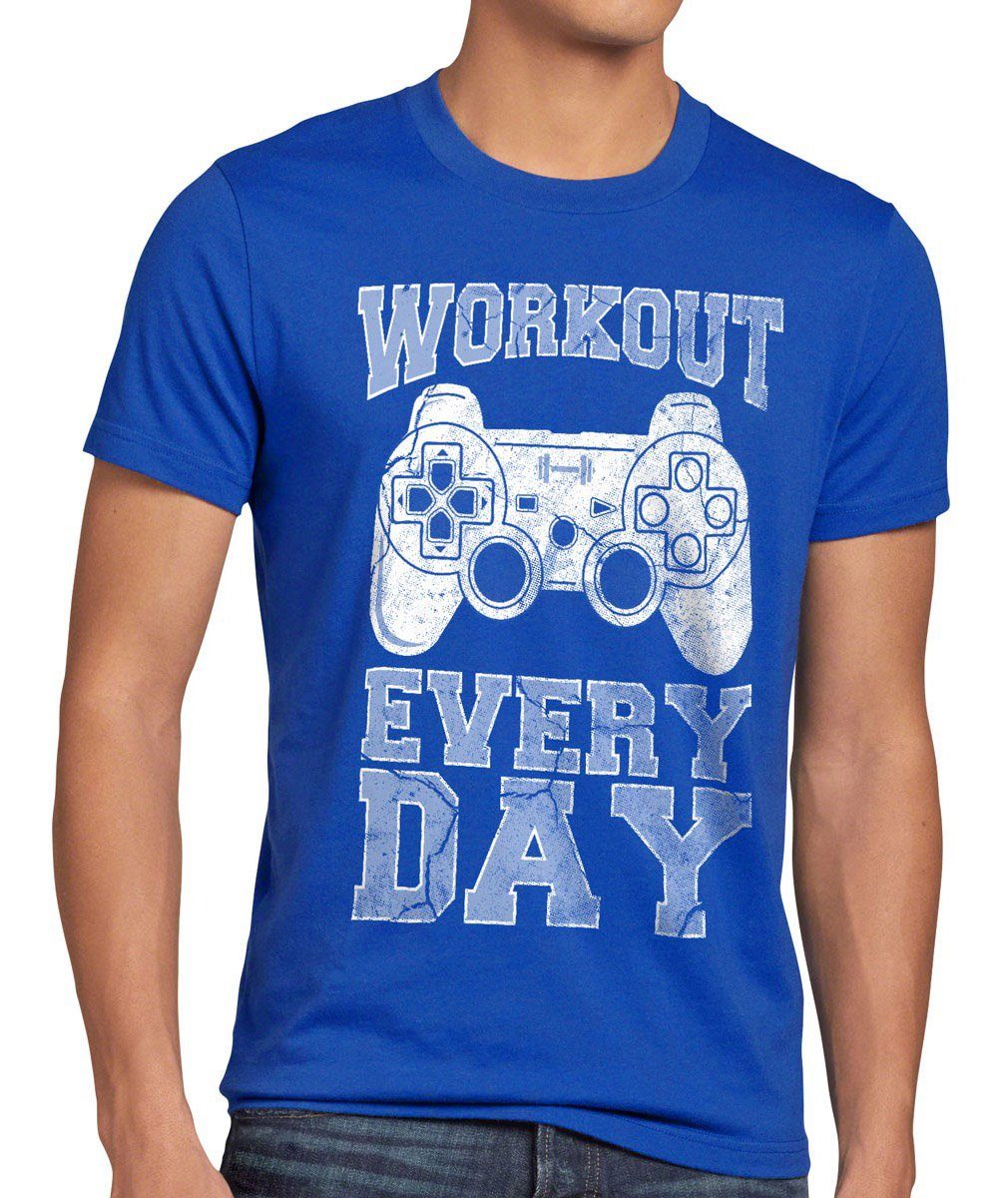 Herren blau game sport Print-Shirt konsole T-Shirt station play gym fun Gamer kontroller style3 Workout
