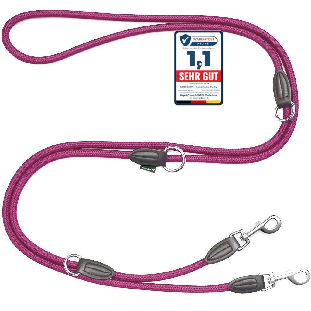 Leisegrün Hundeleine für große Hunde, 3m, 3-fach verstellbar, Nylon, Doppelleine für 2 Hunde, Führleine, Freihandleine, Trainingsleine