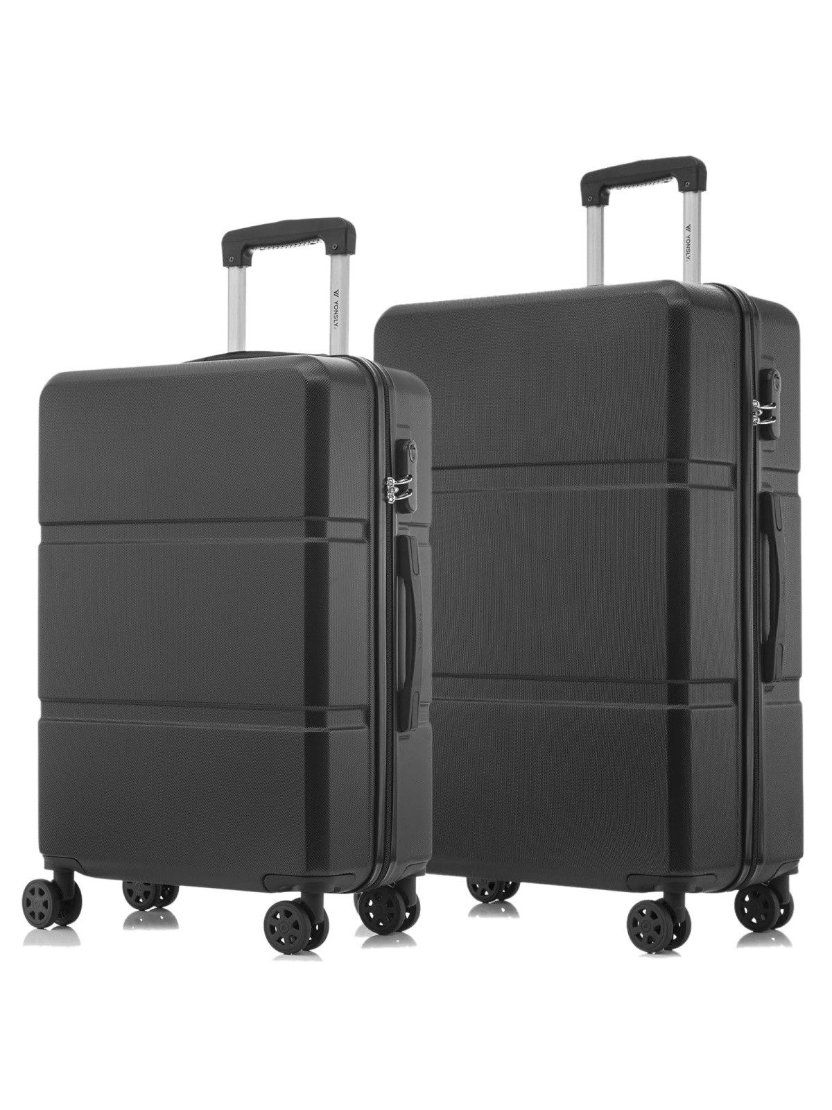 YONSLY Kofferset Reisekoffer Set Hartschale ABS, 4 Rollen, (Spar-Set, 2 tlg., Hartschalen Trolley Set), Wasserabweisend Stoßfest Robust