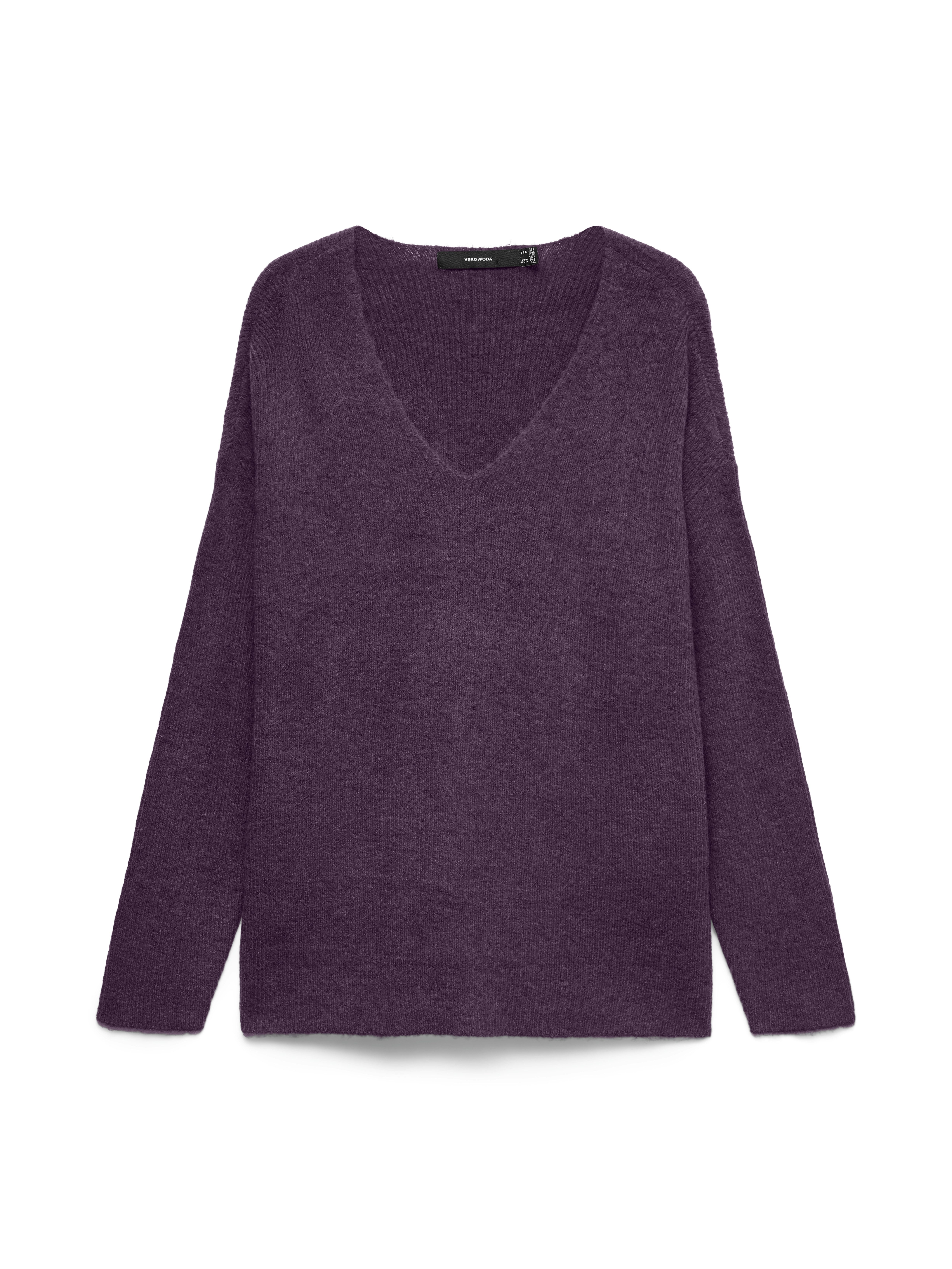 Vero Moda V-Ausschnitt-Pullover VMCREWLEFILE LS V-NECK BLOUSE NOOS Materialmix, loose fit