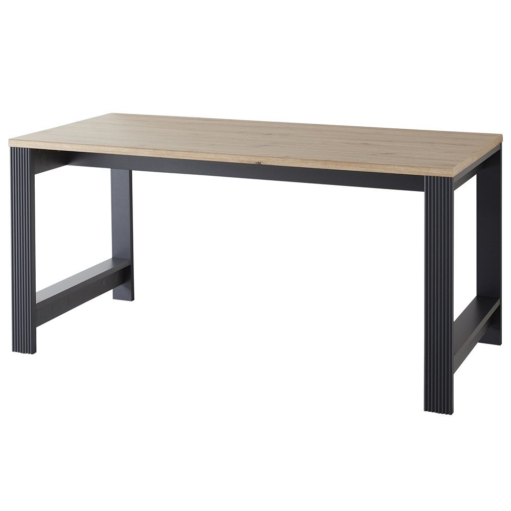 Lomadox Schreibtisch JÜLICH-36, Büro in Graphit mit Artisan Eiche Nb., B/H/T: ca. 160/76/80 cm