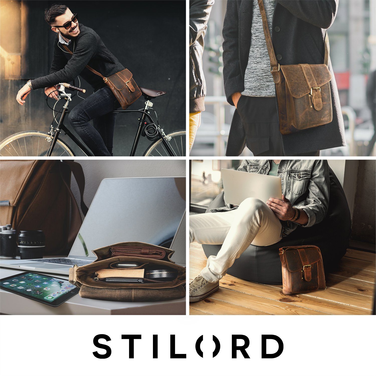 STILORD Schultertasche "Mattia" Kleine Umhängetasche Herren Echt Leder Vintage