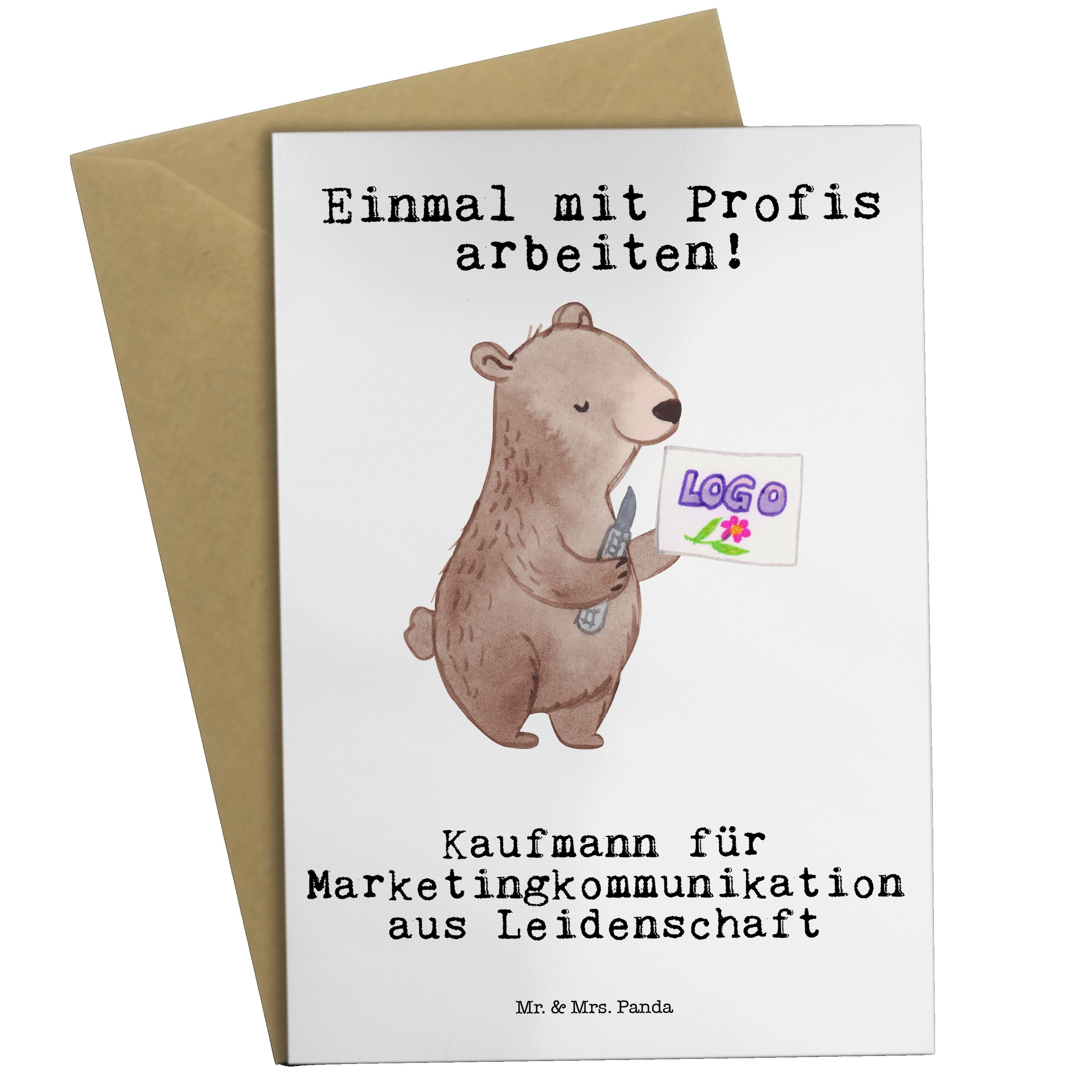 Geschen - Kaufmann Weiß Panda Leidenschaft Grußkarte Mrs. für Marketingkommunikation - & Mr. aus