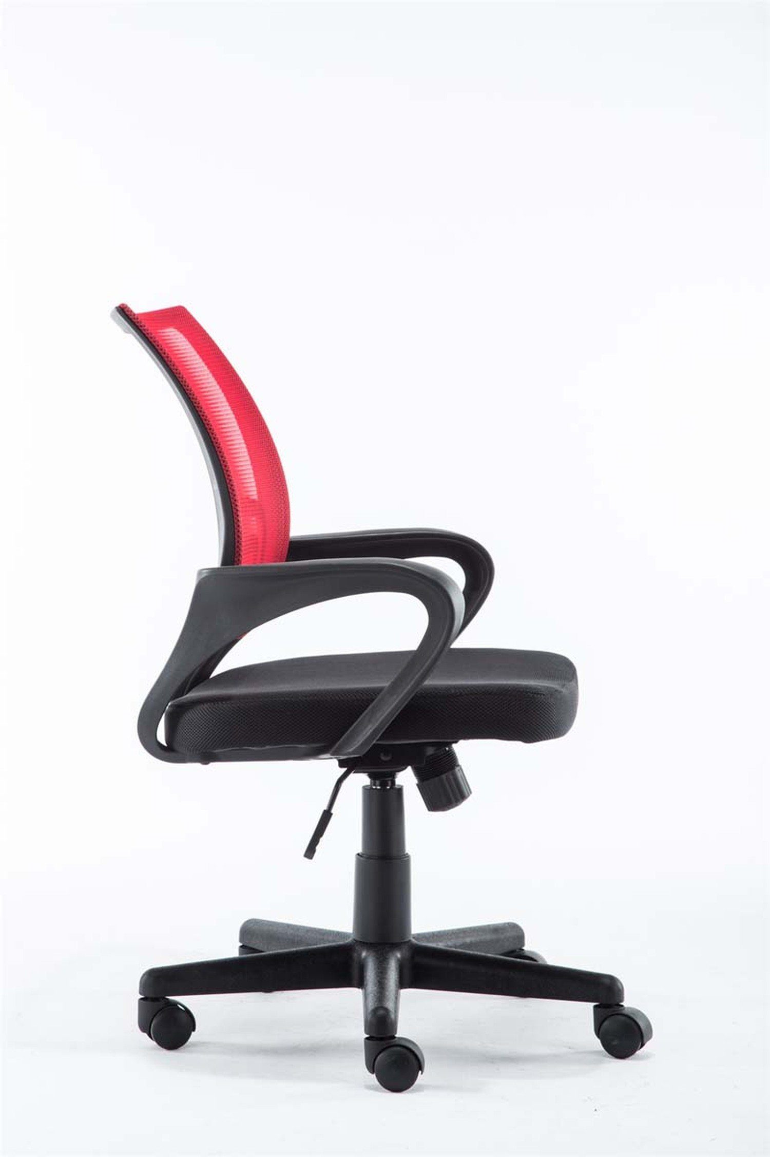 schwarz Genf 360° drehbar (Schreibtischstuhl, Sitzfläche: Microfaser mit - bequemer Bürostuhl höhenverstellbar und XXL), Bürostuhl Gestell: Kunststoff TPFLiving Drehstuhl, Rückenlehne rot - Chefsessel,