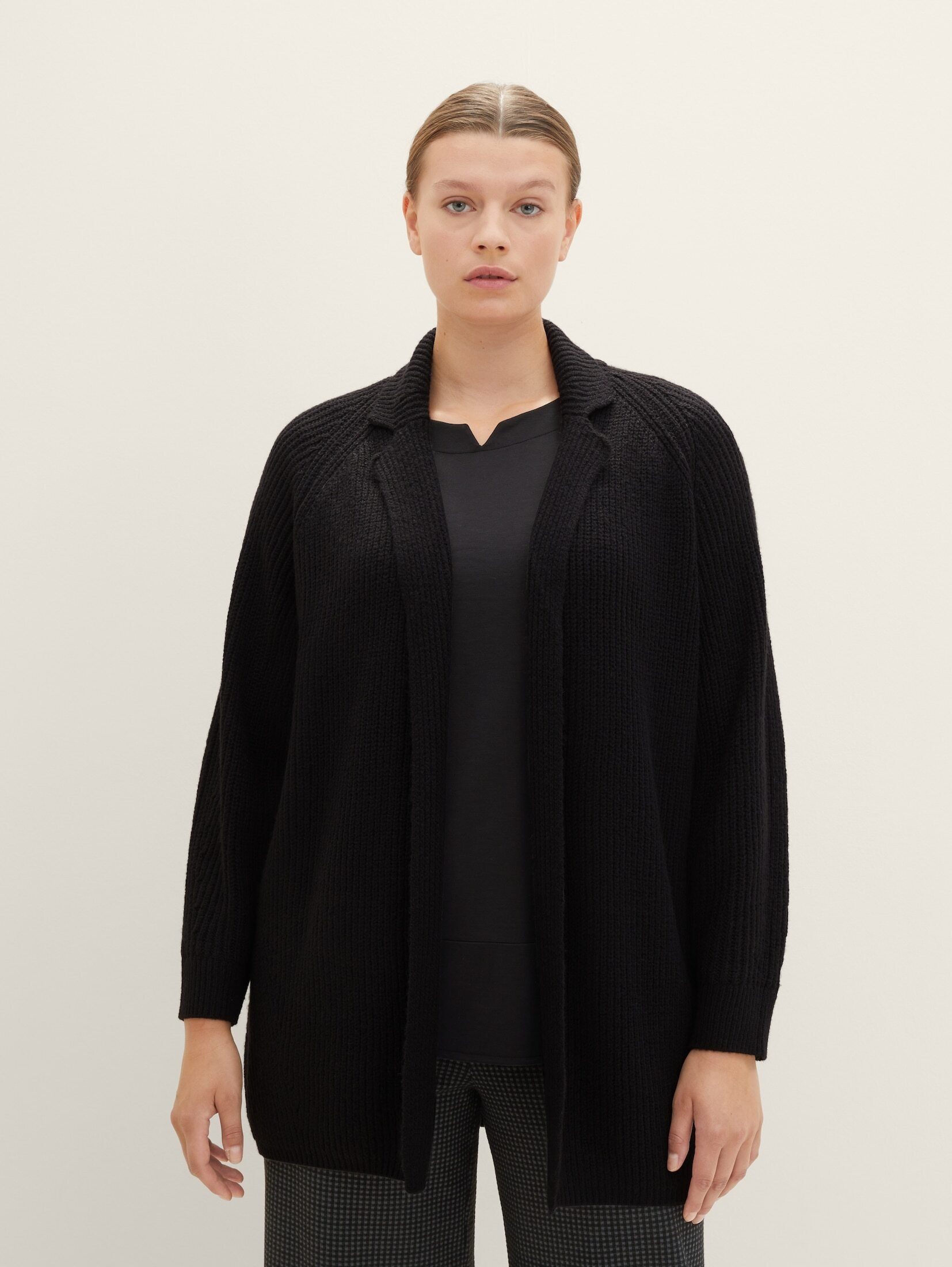 Aus Plus Strickjacke - weicher mit TAILOR und Baumwolle Cardigan TOM Reverskragen, atmungsaktiver PLUS