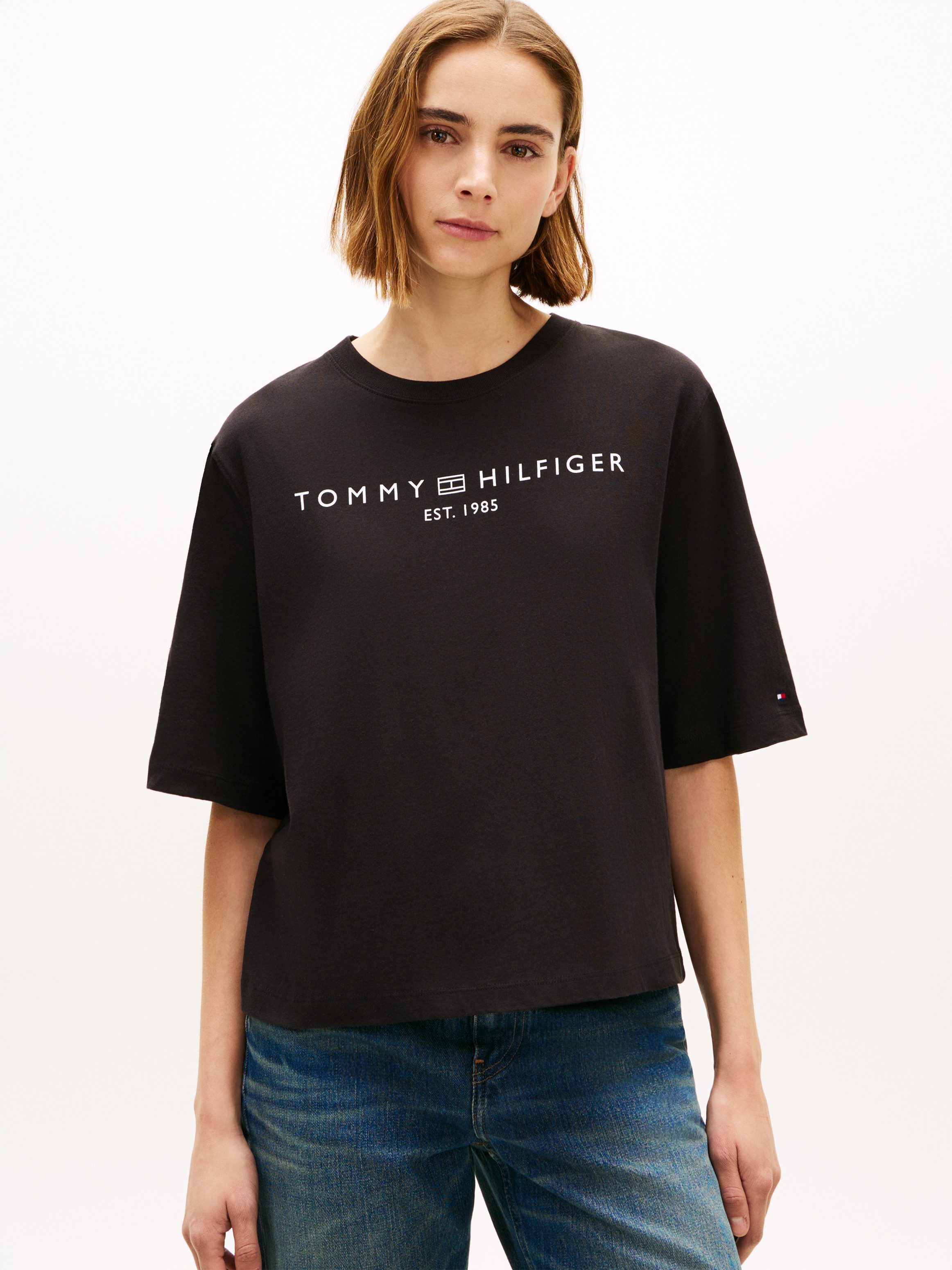 Tommy Hilfiger Langarmshirt CORP LOGO TRAPEZE C-NK TEE günstig online kaufen