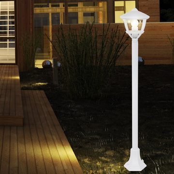 etc-shop LED Außen-Stehlampe, Leuchtmittel inklusive, Warmweiß, Farbwechsel, Außen Steh Lampe weiß Garten Wege Beleuchtung ALU Sockel Leuchte im
