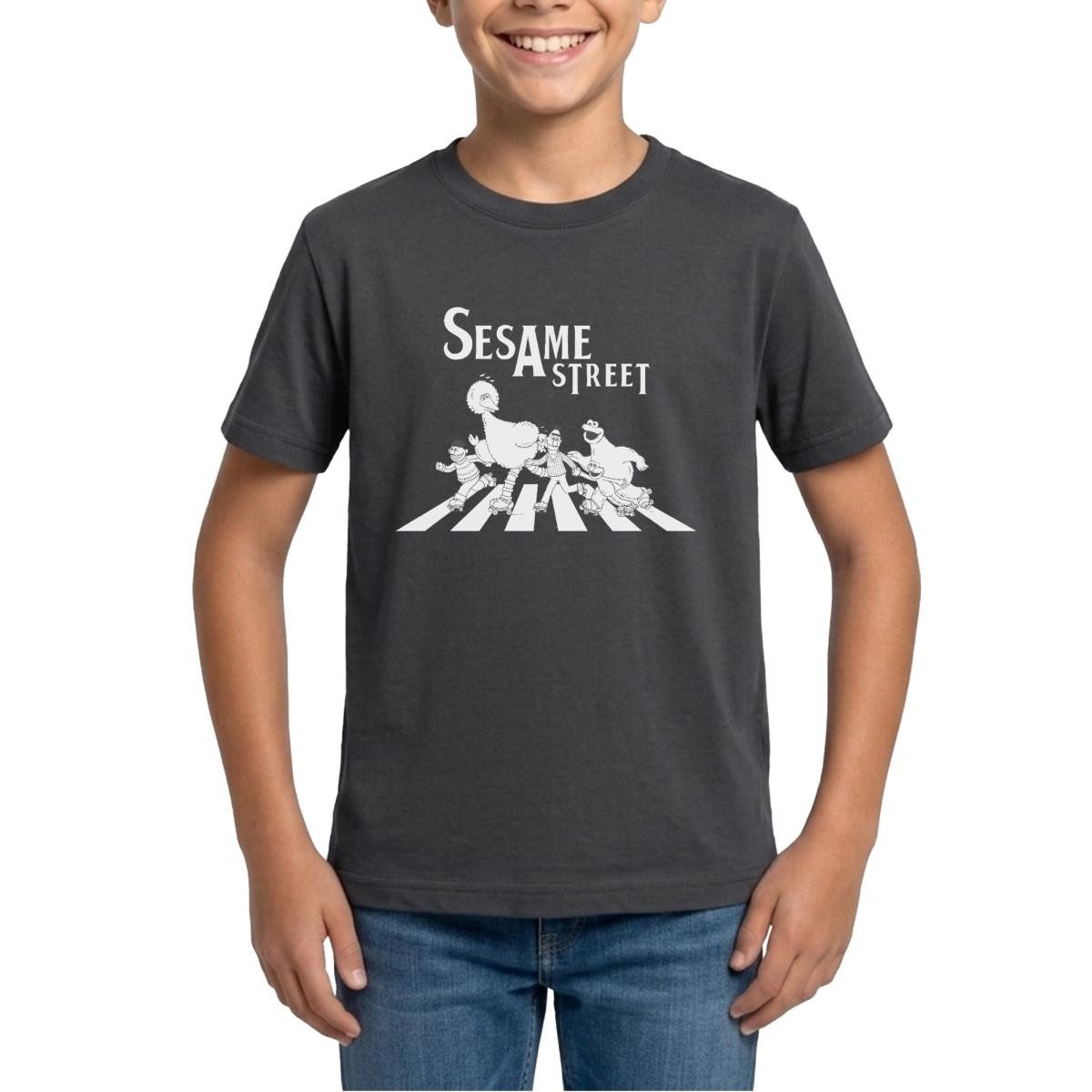 T-Shirt Sesamstraße Zebrastreifen Klassiker Teenager T-Shirt