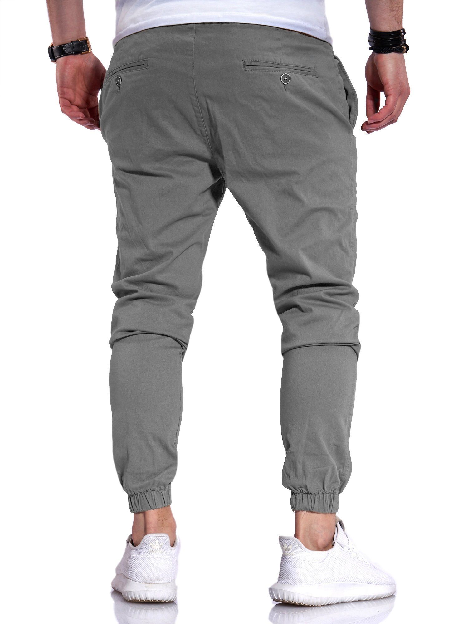 behype Chinohose MPC-60 Jogger-Hose elastischem mit Bund Hellgrau