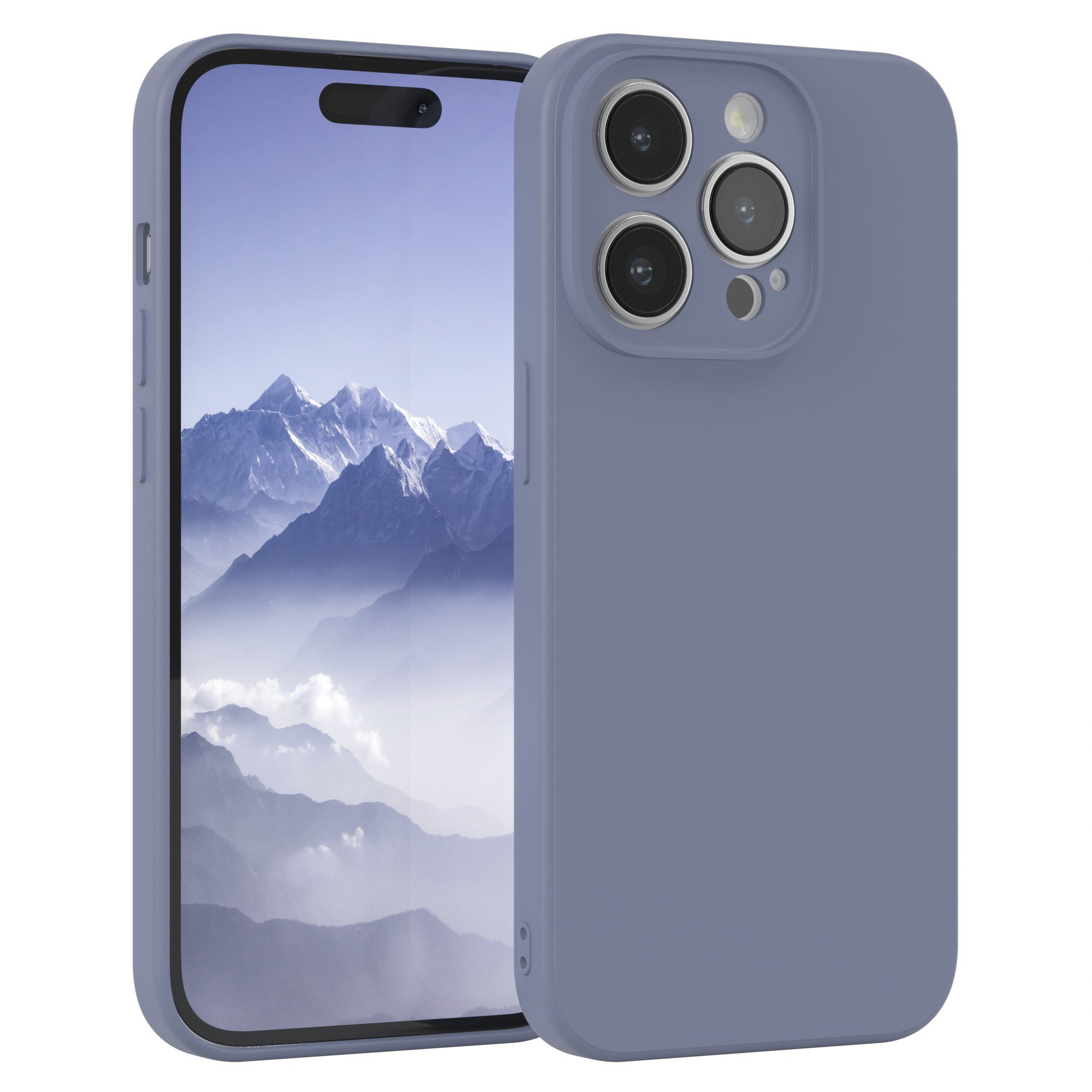 EAZY CASE Handyhülle TPU Hülle für Apple iPhone 14 Pro 6,1 Zoll, Silikon Schutzhülle mit Kameraschutz Matt Back Cover Soft Eis Blau