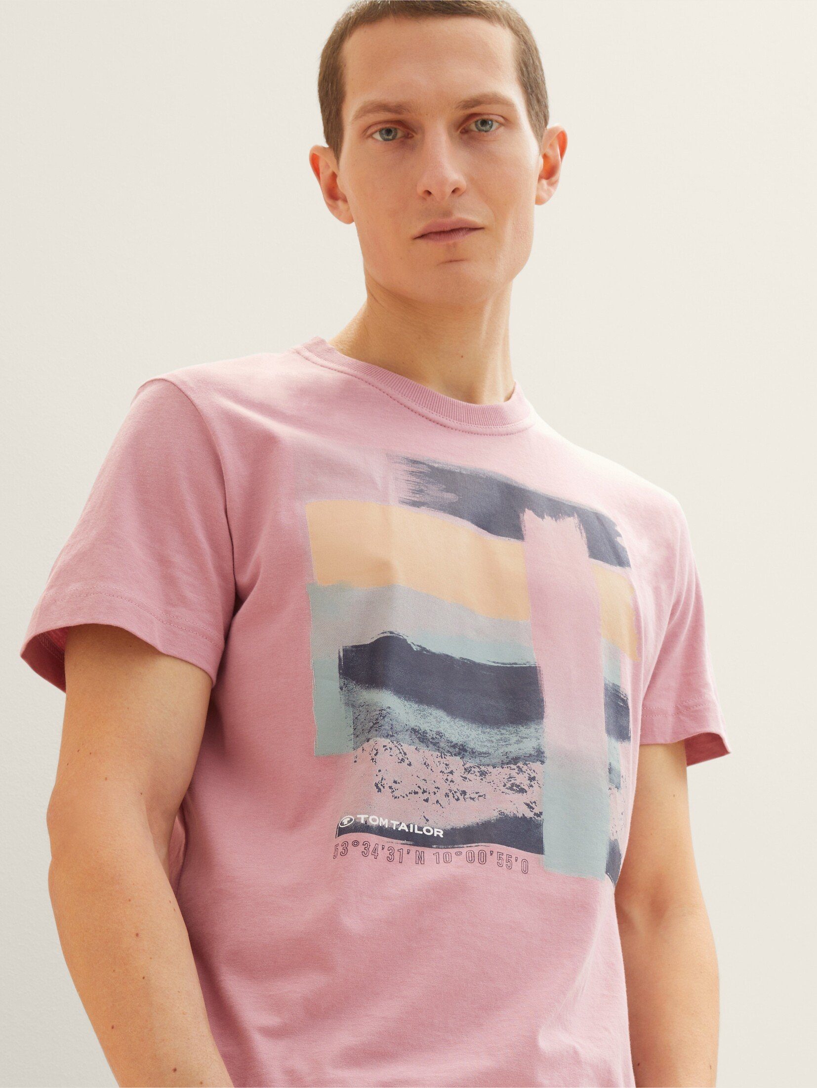 T-Shirt T-Shirt mit Velvet Print TOM Rose TAILOR