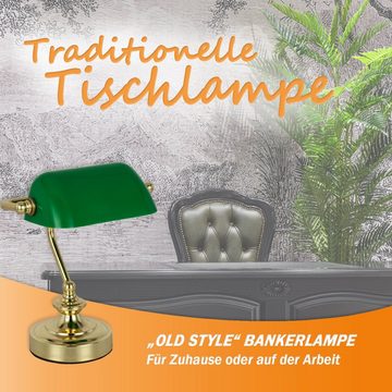 bmf-versand Tischleuchte Schreibtischlampe grün Schirm Retro Tischlampe Banker Lampe, mit Pflegetuch, ohne Leuchtmittel, Lichtfarbe ist abhängig vom Leuchtmittel, Wohnzimmer, Schlafzimmer, Esszimmer, Küche, Flur, Schreibtischleuchte