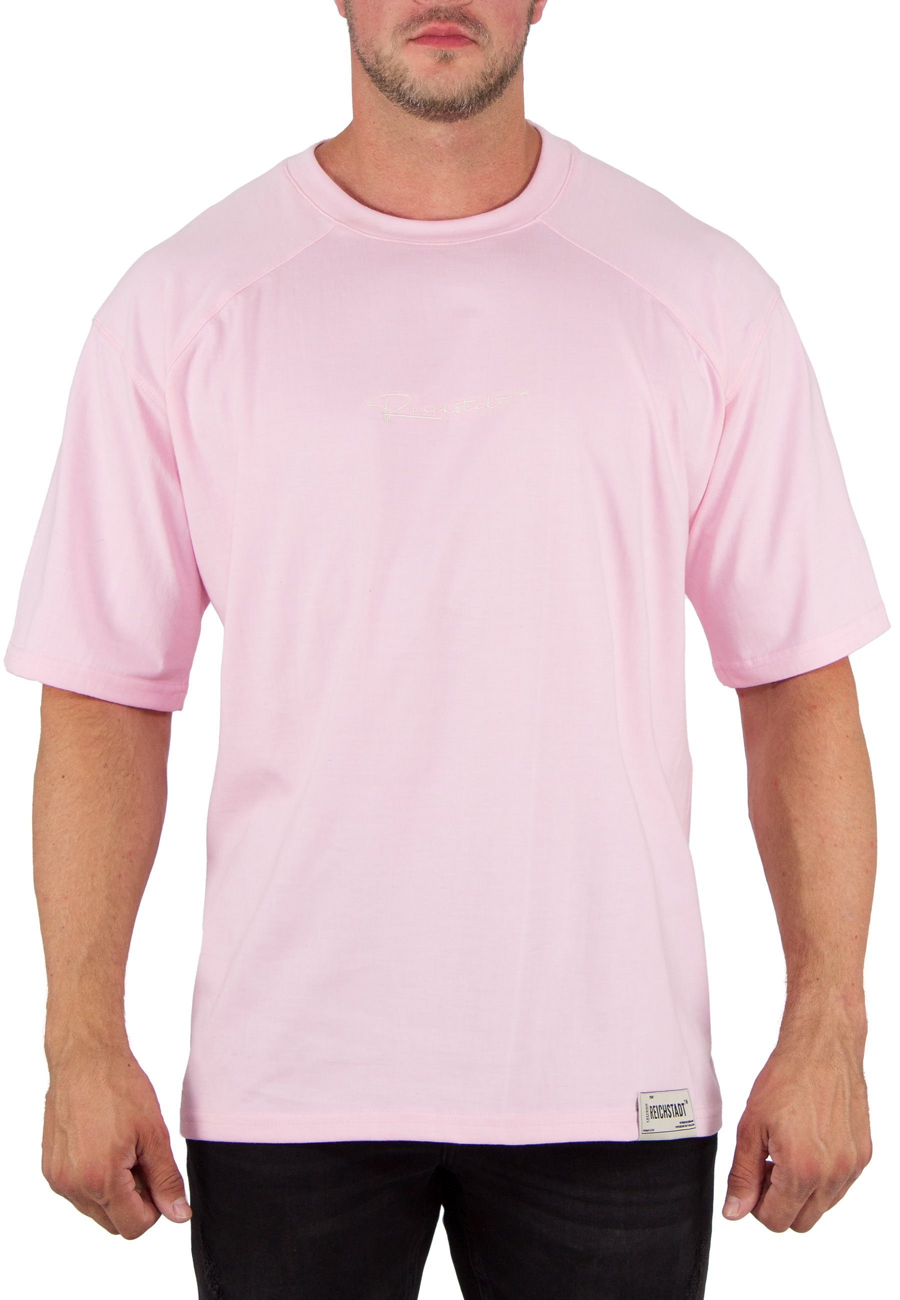 Reichstadt Oversize-Shirt Reichstadt Herren T-Shirt 22RS033A (1-tlg) mit Stitching auf der Brust Pink
