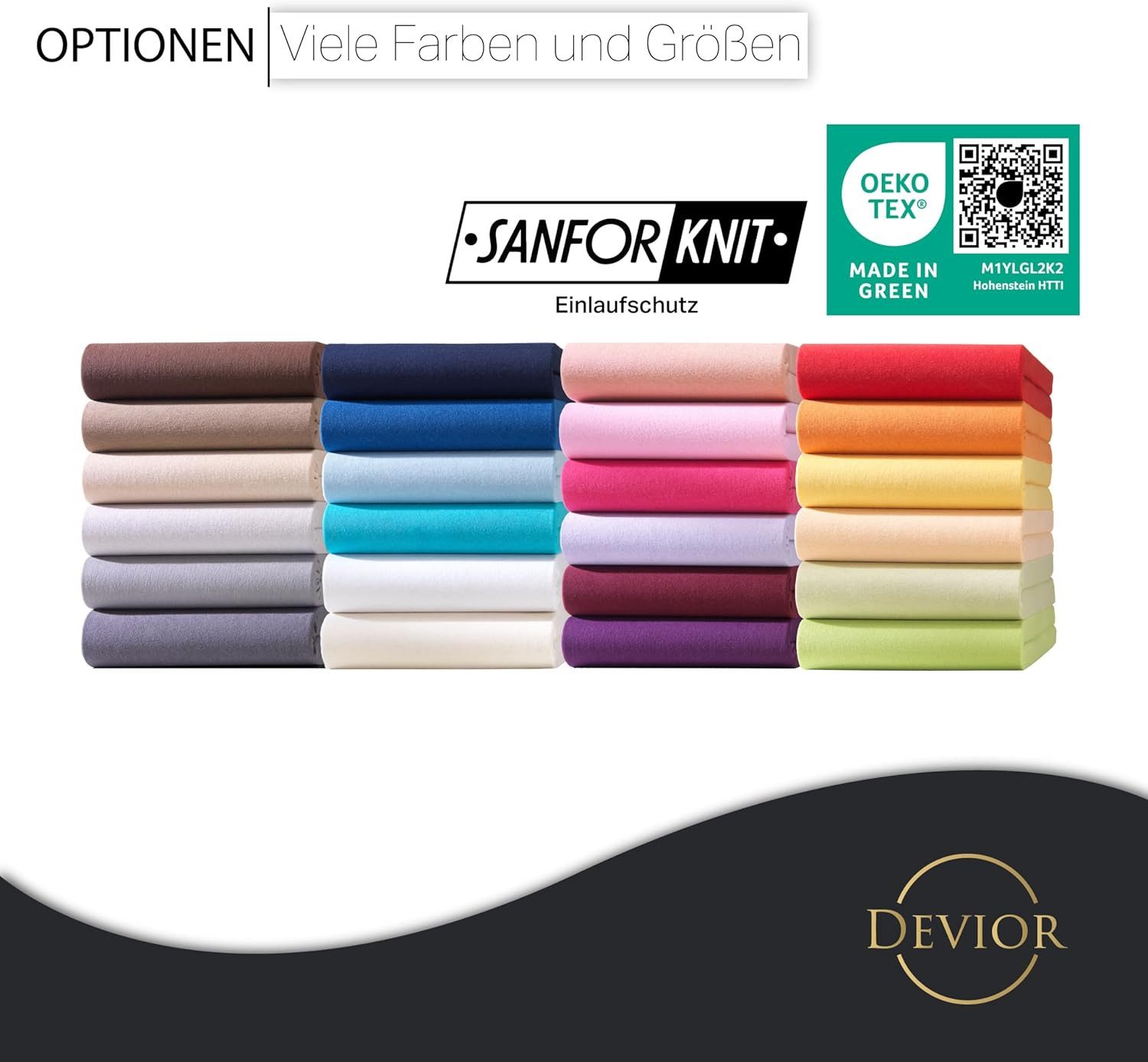 Devior Spannbettlaken 100% Baumwolle für Standardmatratzen, 135 g/m² hochwertig verarbeitet, Jersey, (1 Stück), mit Rundumgummizug atmungsaktiv & pflegeleicht i – Bild 5 von 5