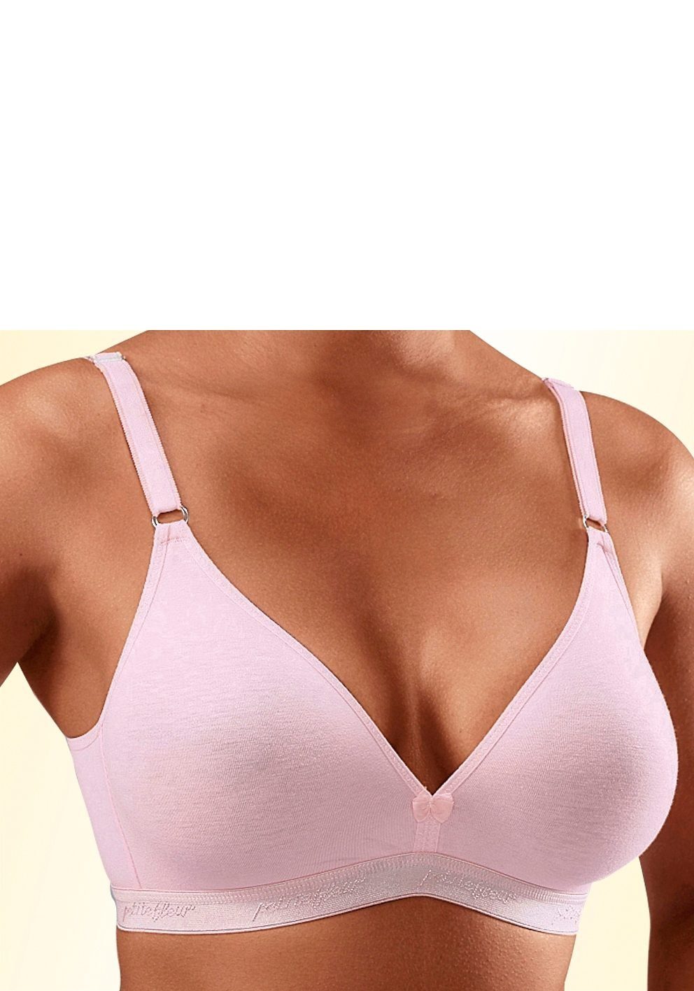 ohne Dessous Triangel-Schnitt Baumwolle, im aus Bralette-BH petite (Packung, Bügel Stück) 3 Basic fleur