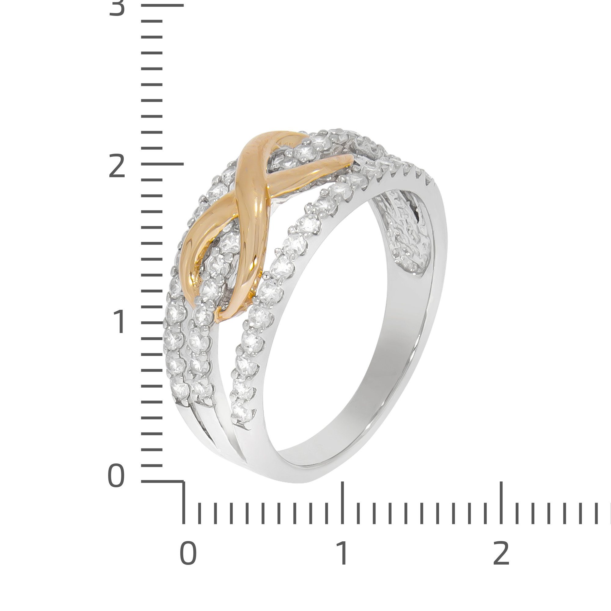 Zeeme Sterling Fingerring 925/- Zirkonia 2-farbig Silber